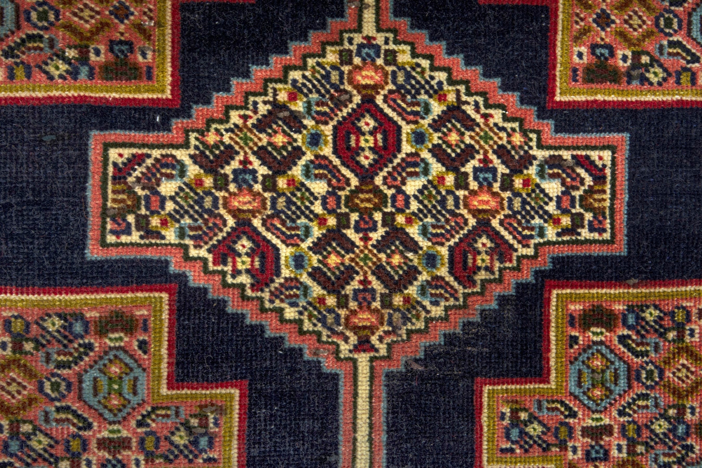 Persian Sanandaj runner rug in black and terracotta, view 12 of 20