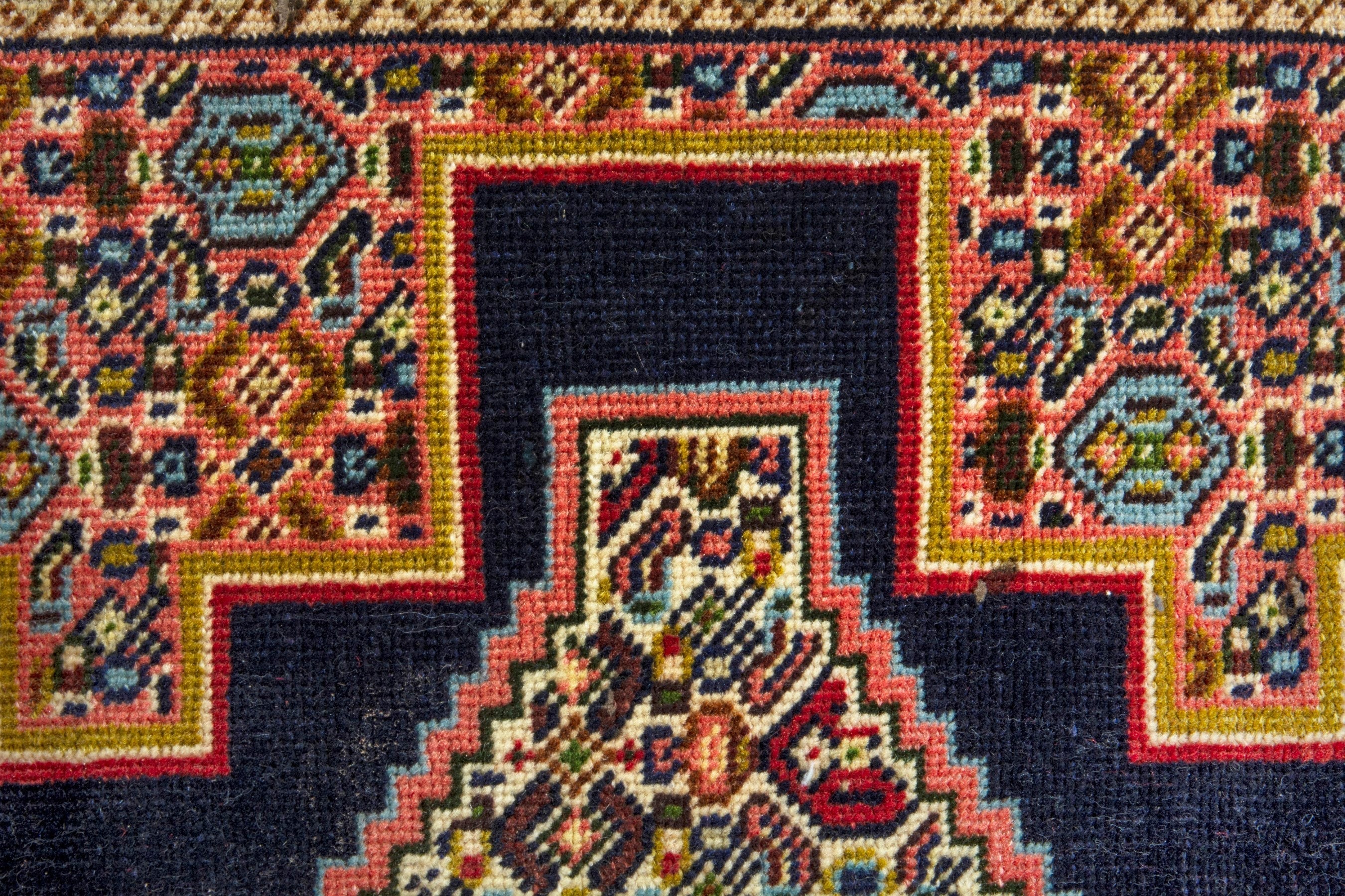 Persian Sanandaj runner rug in black and terracotta, view 13 of 20