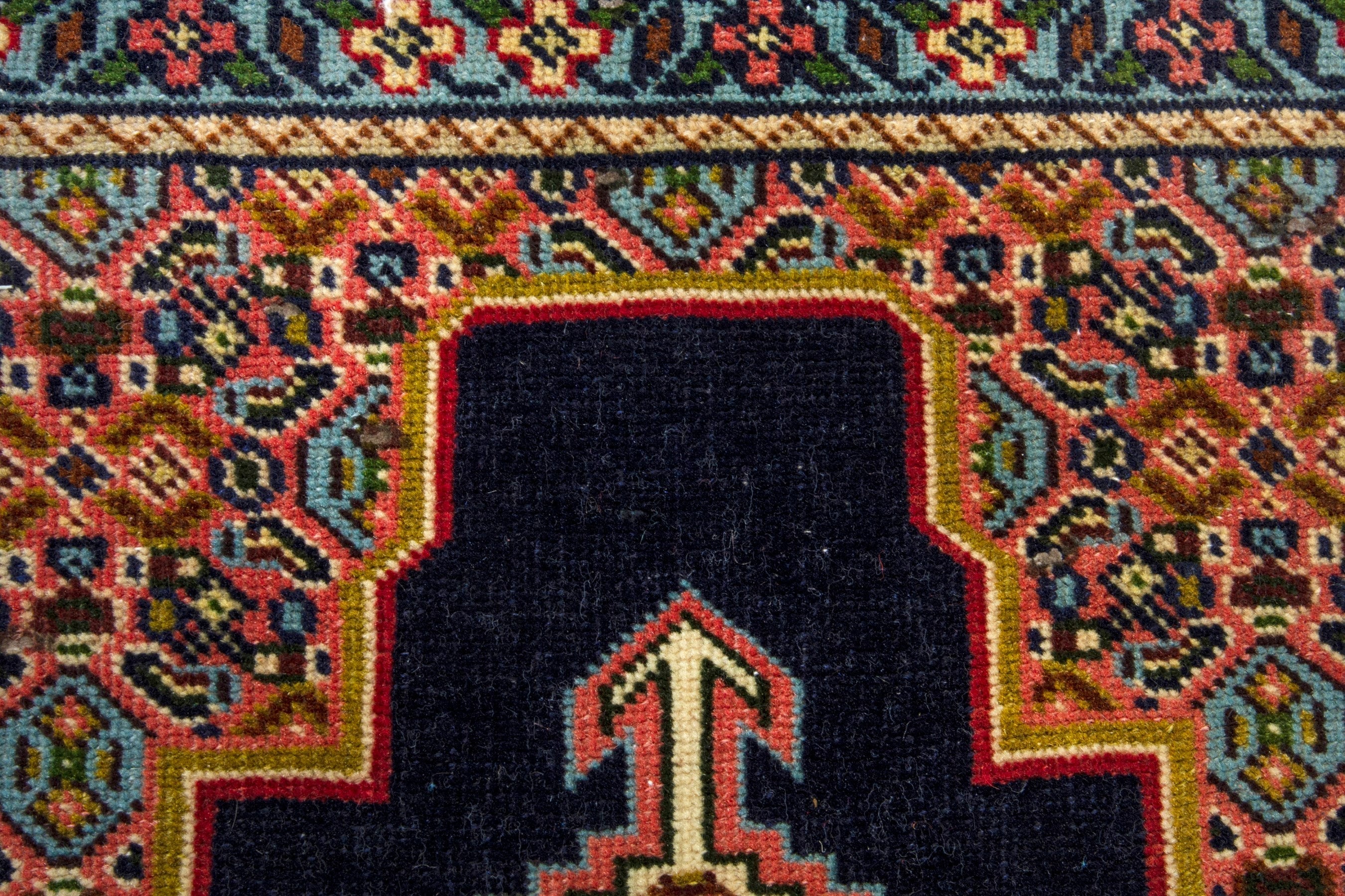 Persian Sanandaj runner rug in black and terracotta, view 14 of 20