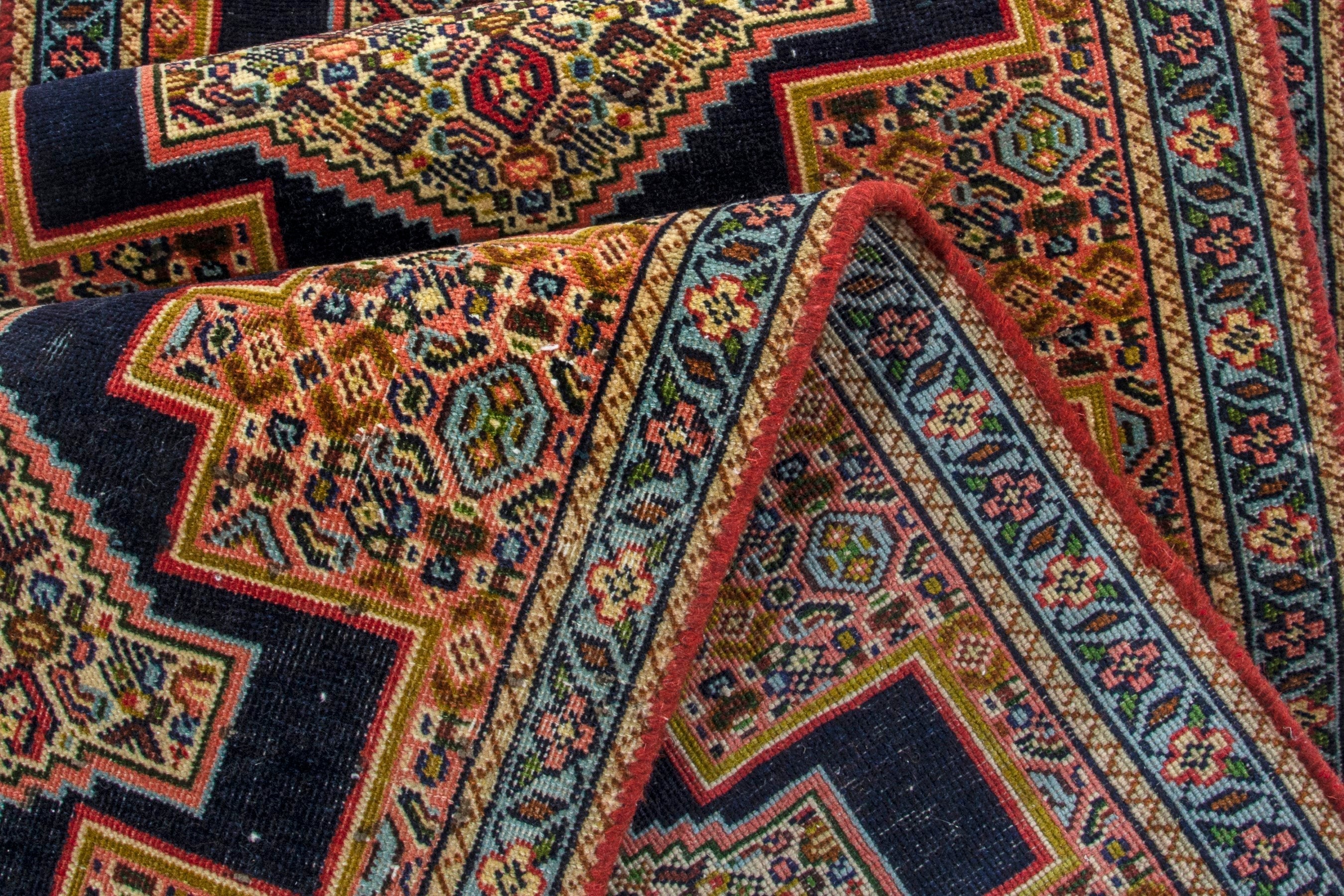 Persian Sanandaj runner rug in black and terracotta, view 15 of 20