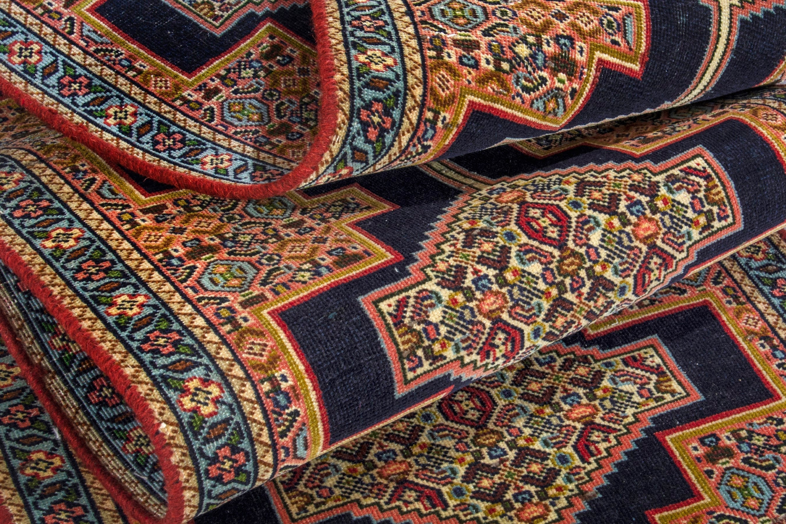 Persian Sanandaj runner rug in black and terracotta, view 16 of 20