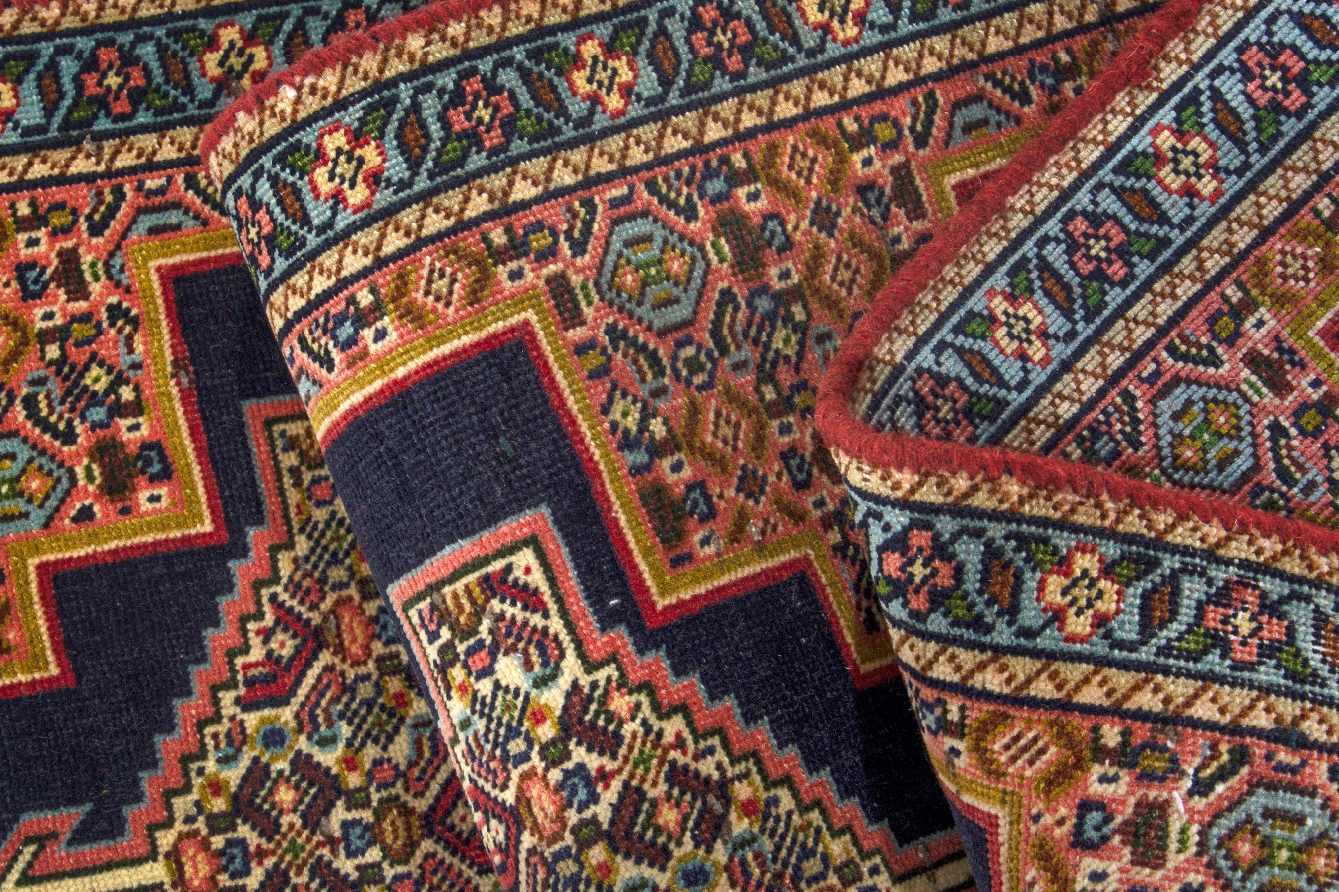 Persian Sanandaj runner rug in black and terracotta, view 17 of 20