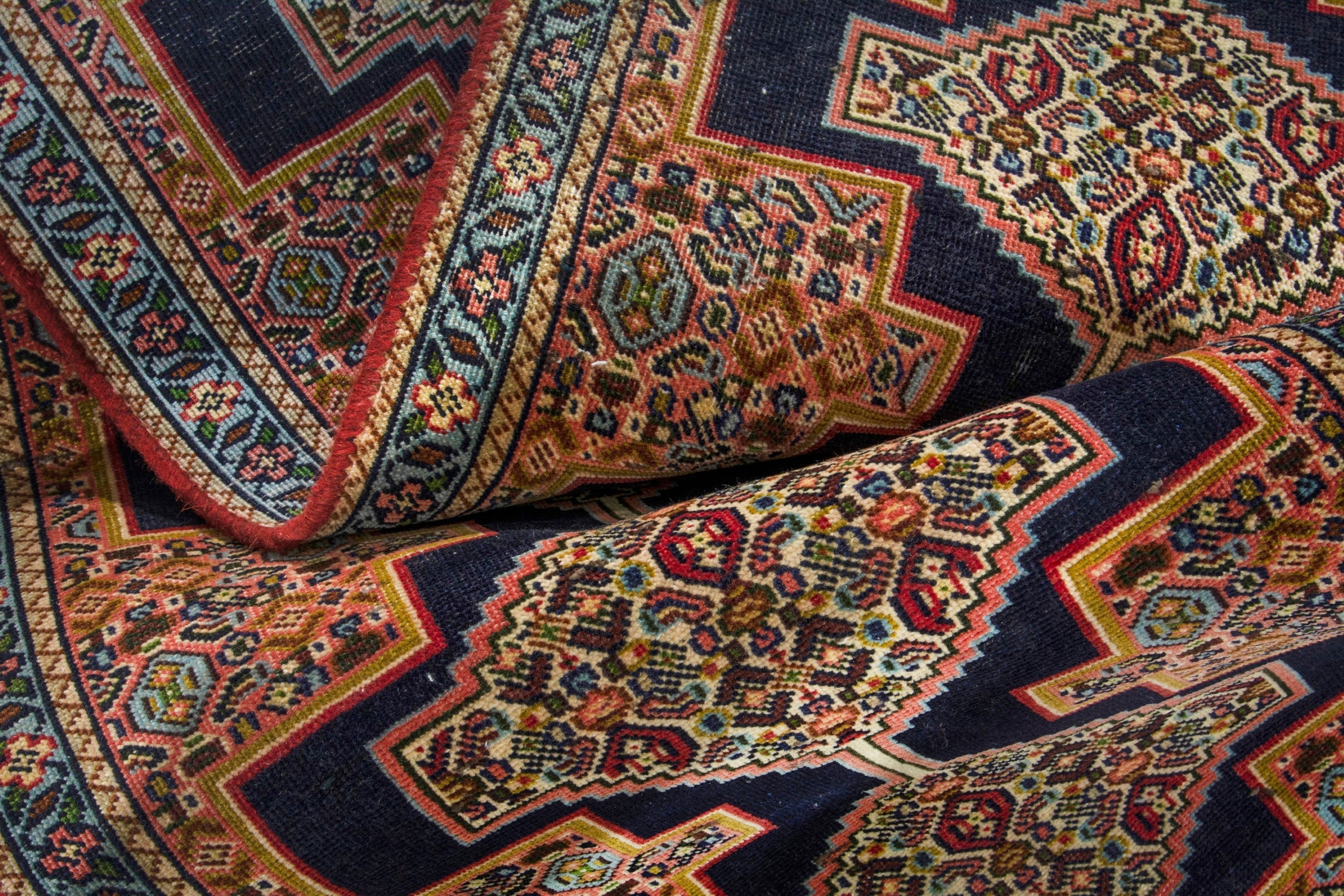 Persian Sanandaj runner rug in black and terracotta, view 18 of 20