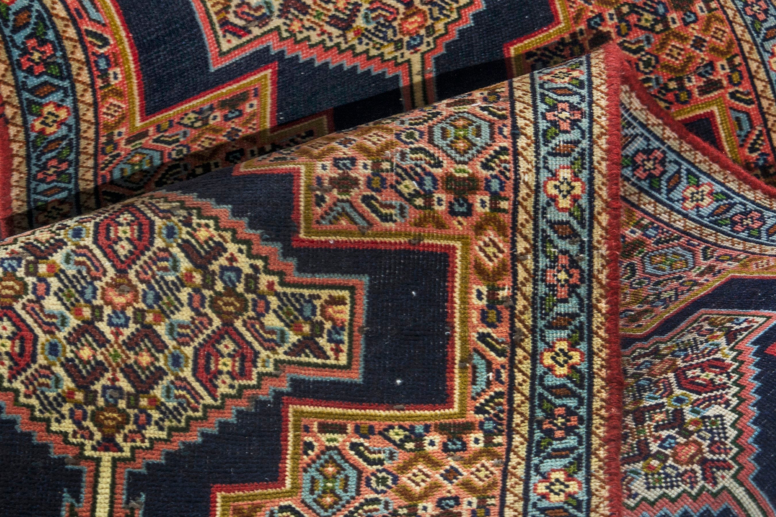 Persian Sanandaj runner rug in black and terracotta, view 19 of 20