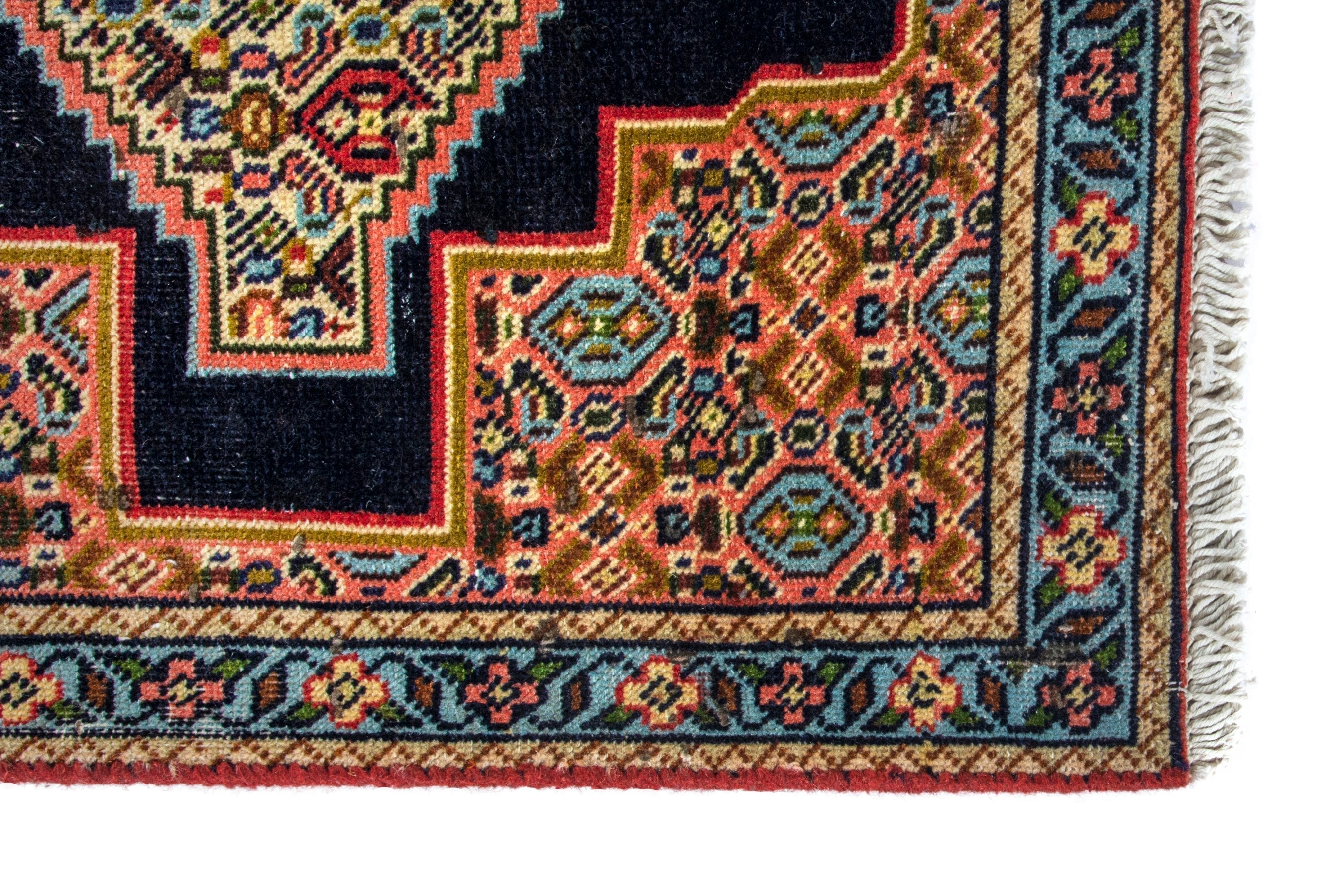 Persian Sanandaj runner rug in black and terracotta, view 6 of 20