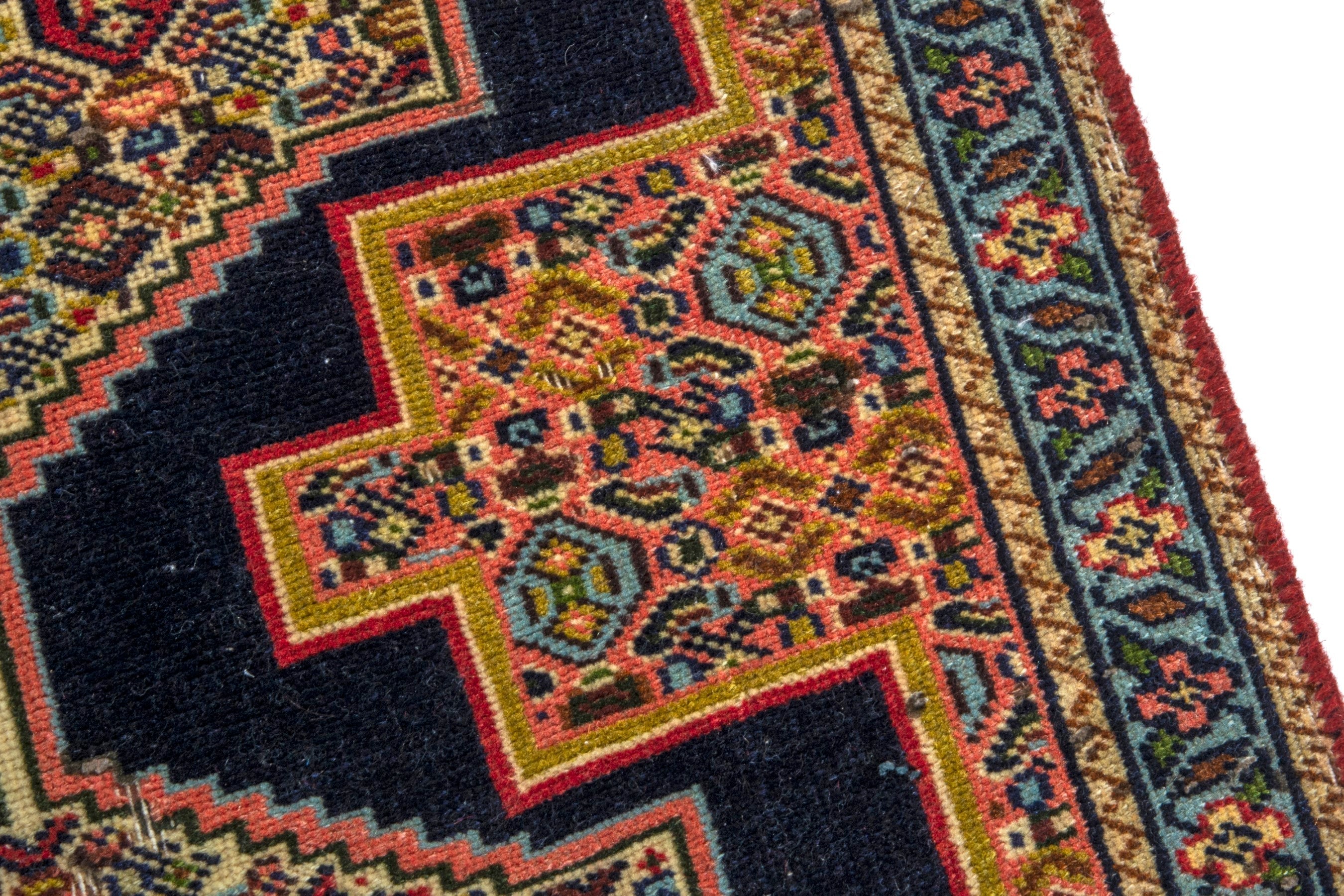 Persian Sanandaj runner rug in black and terracotta, view 8 of 20