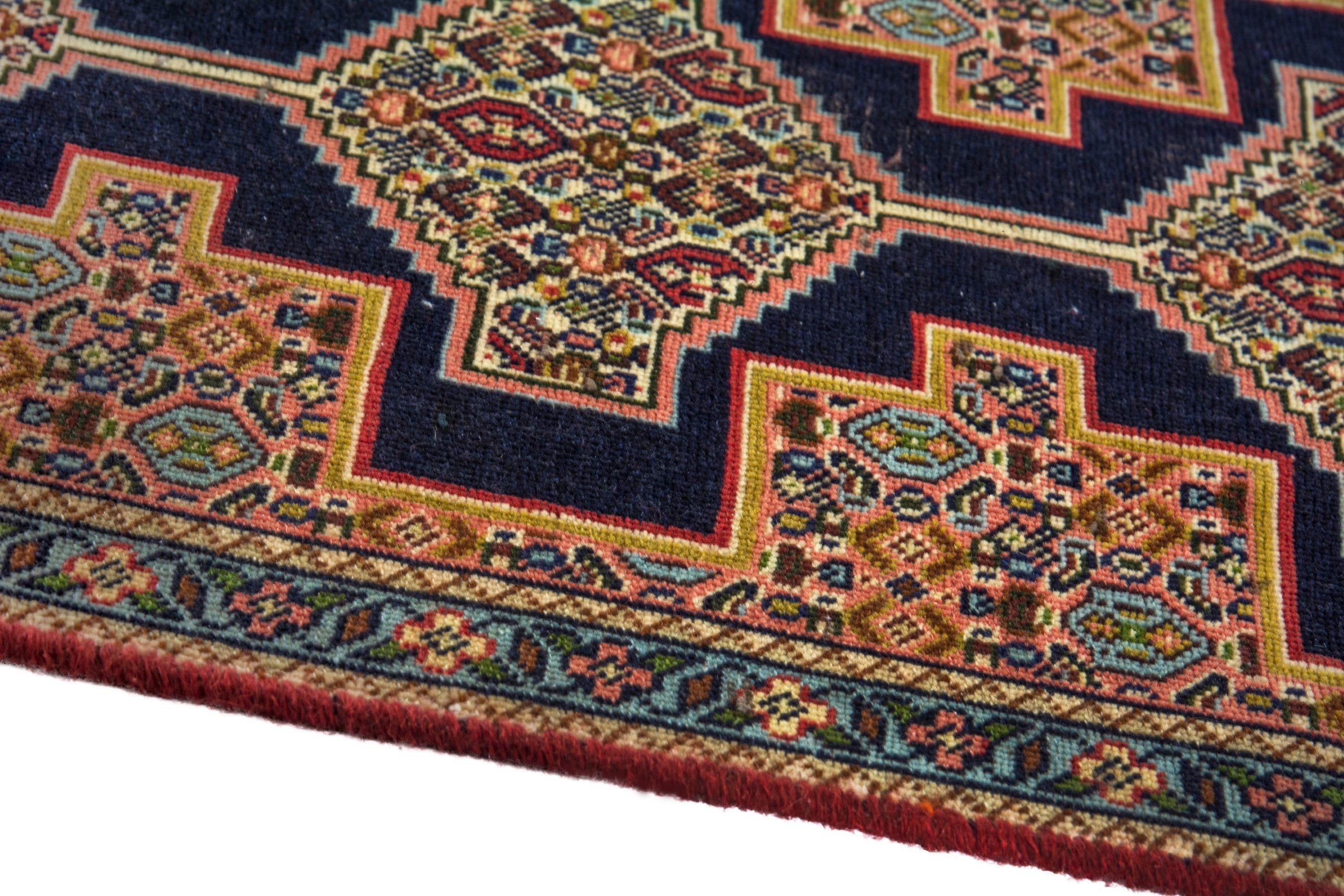 Persian Sanandaj runner rug in black and terracotta, view 5 of 20