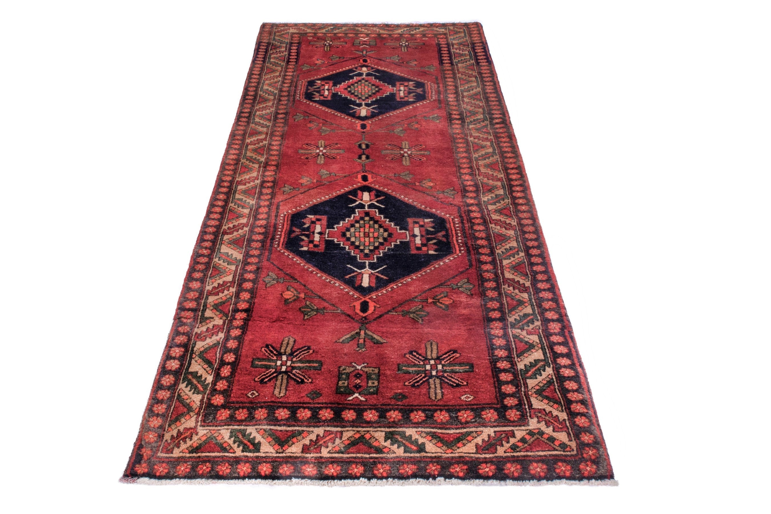 Persian Azerbaijan runner rug in deep red and burgundy, view 3 of 27