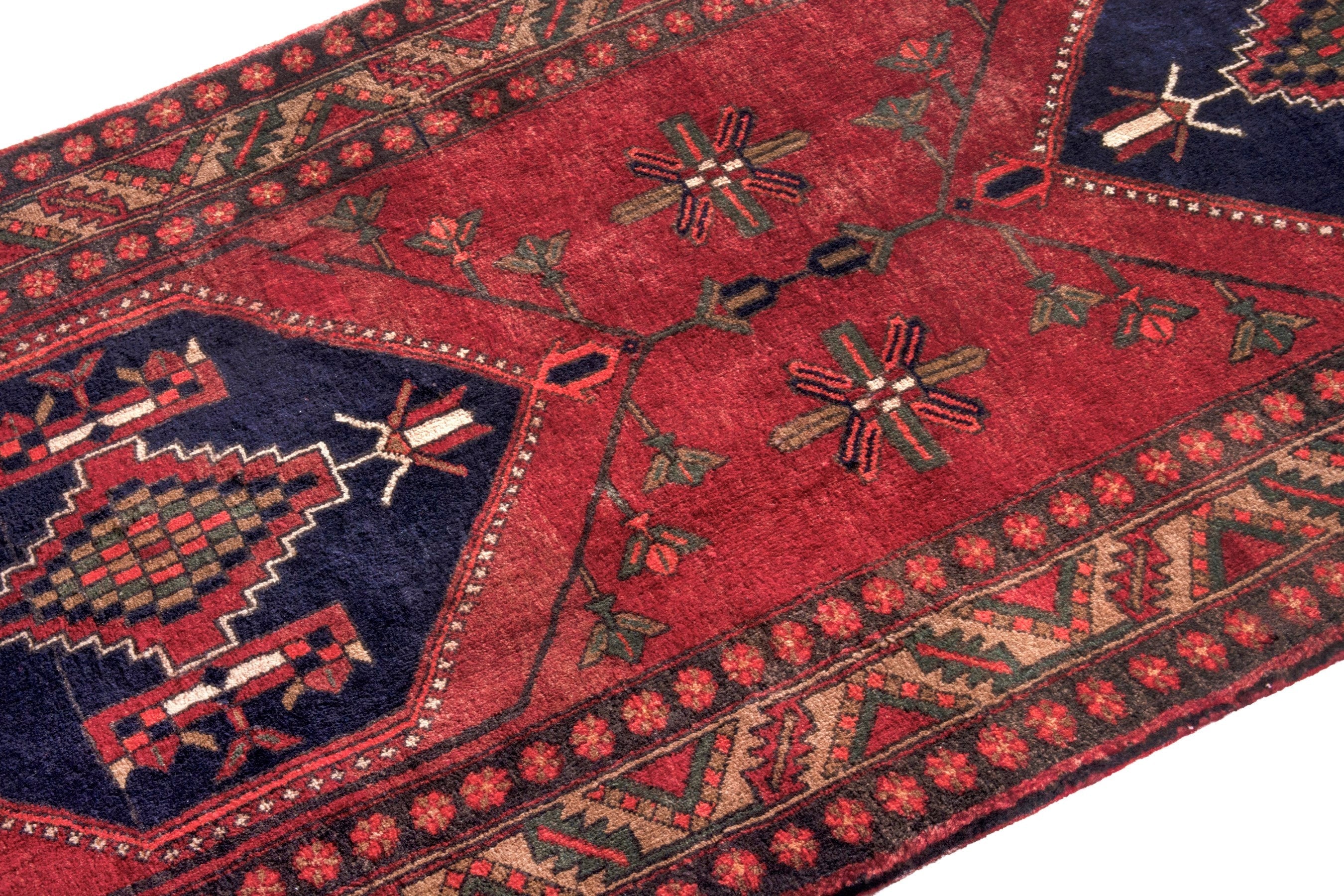 Persian Azerbaijan runner rug in deep red and burgundy, view 6 of 27