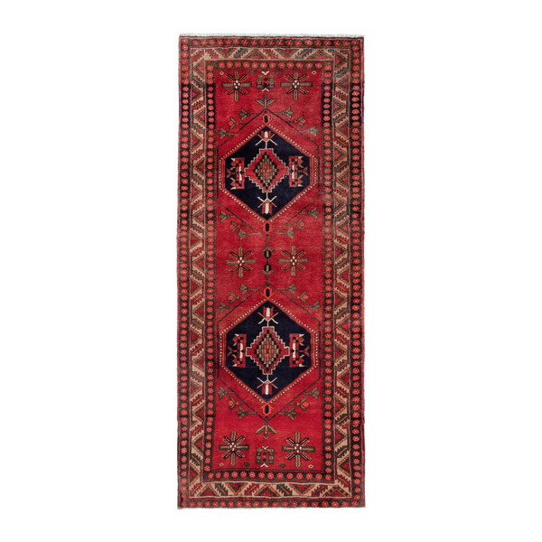 Persian Azerbaijan runner rug in deep red and burgundy, 3'6" x 9'4"