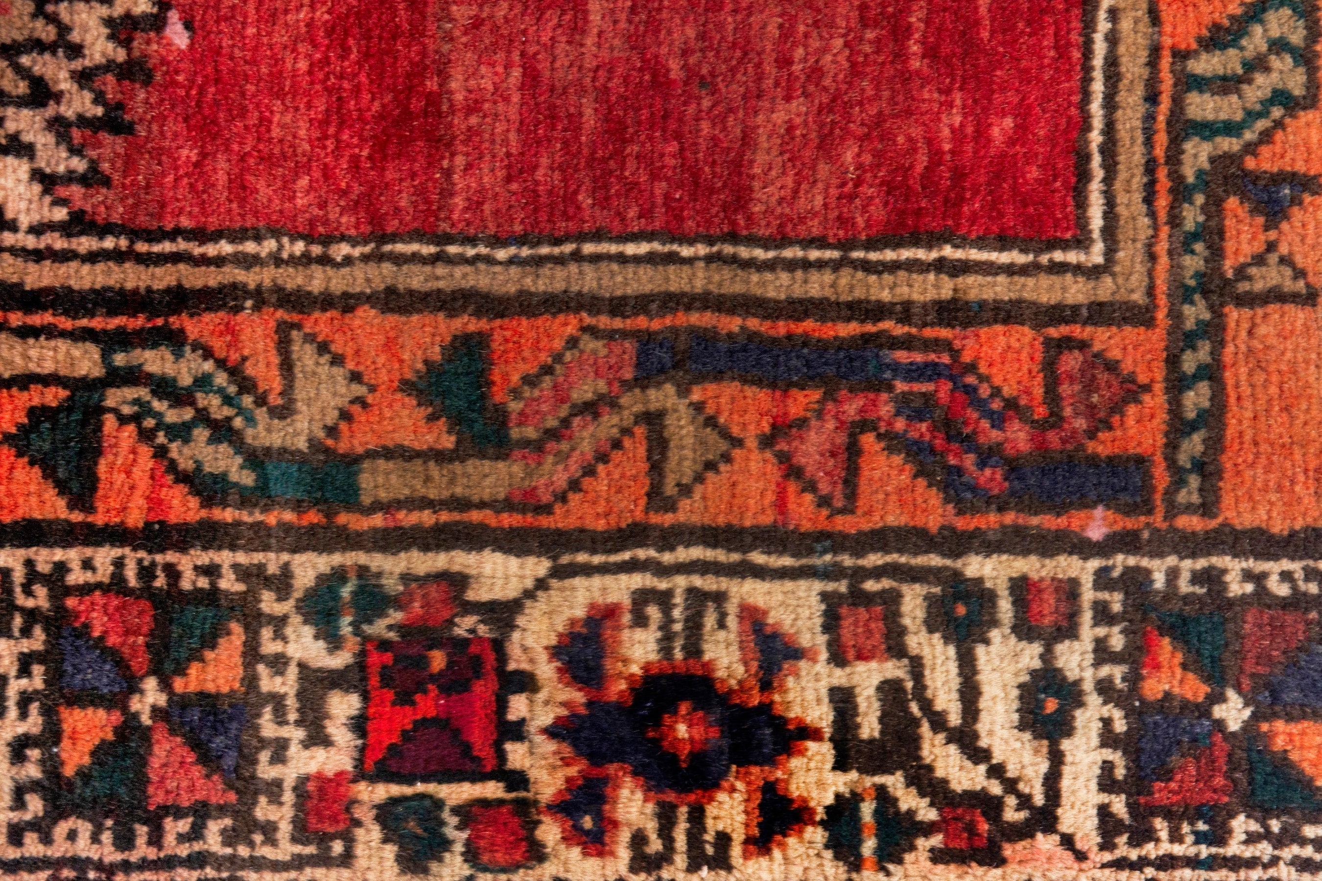 Persian Ardabil runner rug in deep red and cream, view 11 of 22