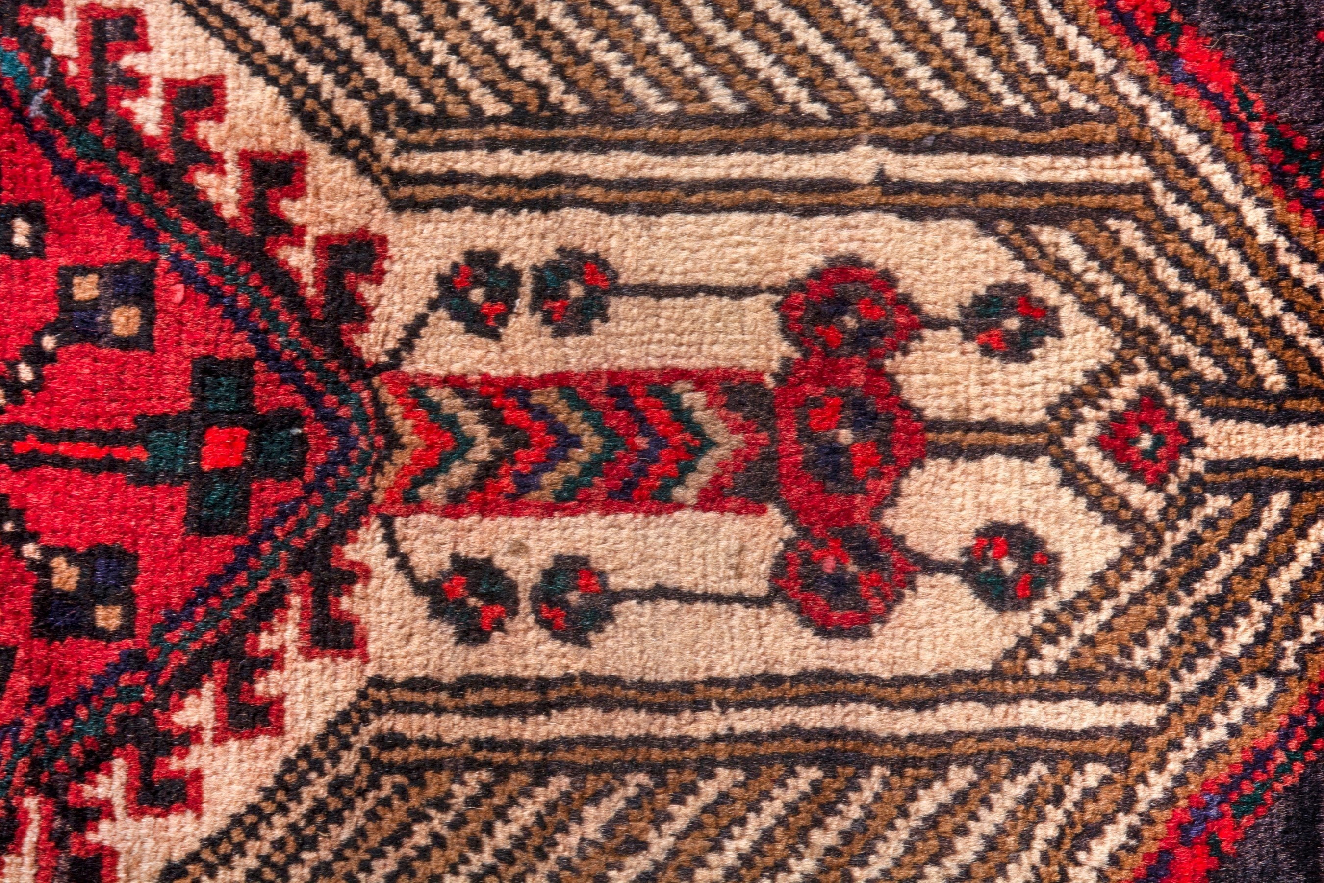 Persian Ardabil runner rug in deep red and cream, view 15 of 22