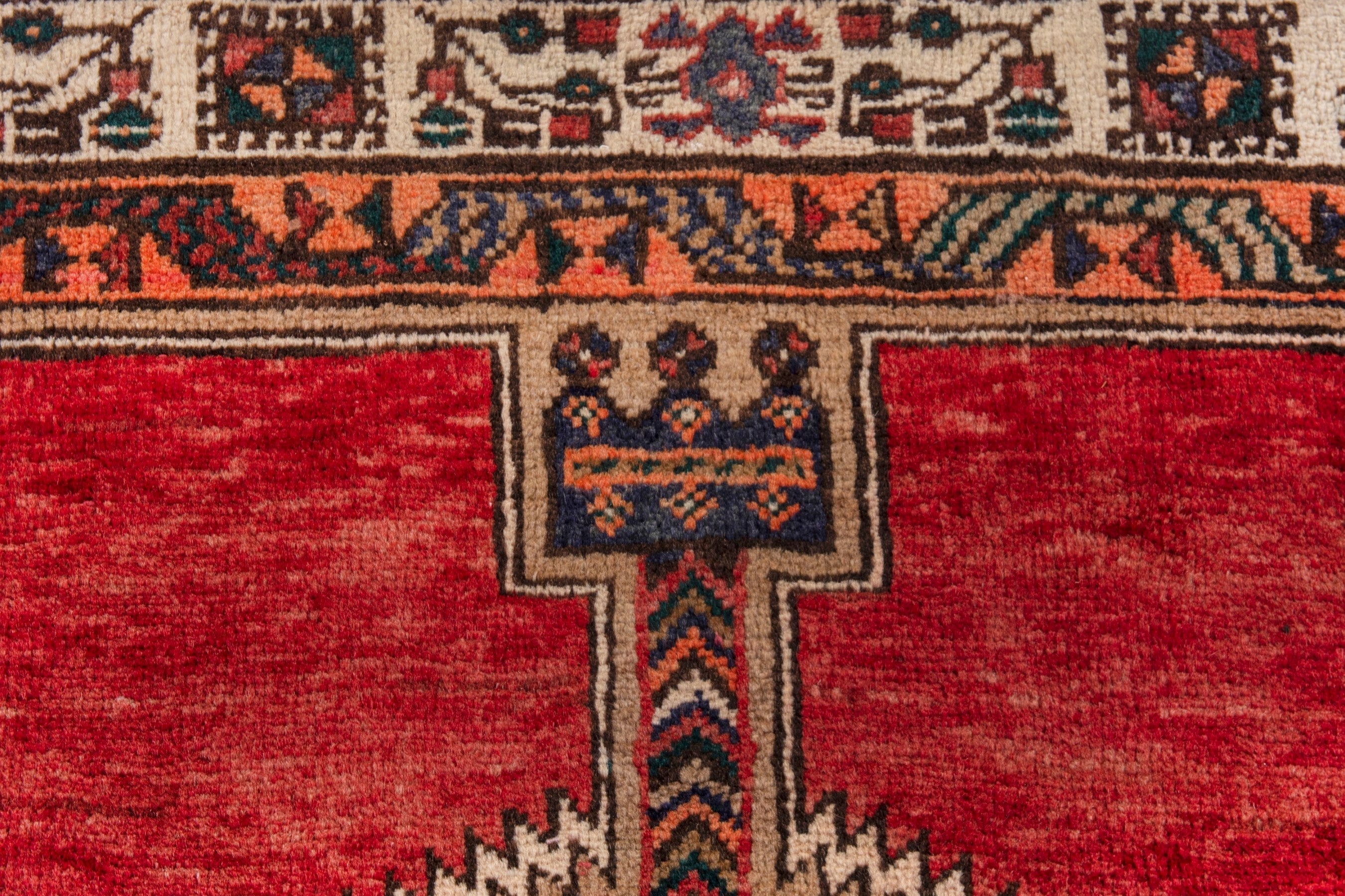 Persian Ardabil runner rug in deep red and cream, view 16 of 22