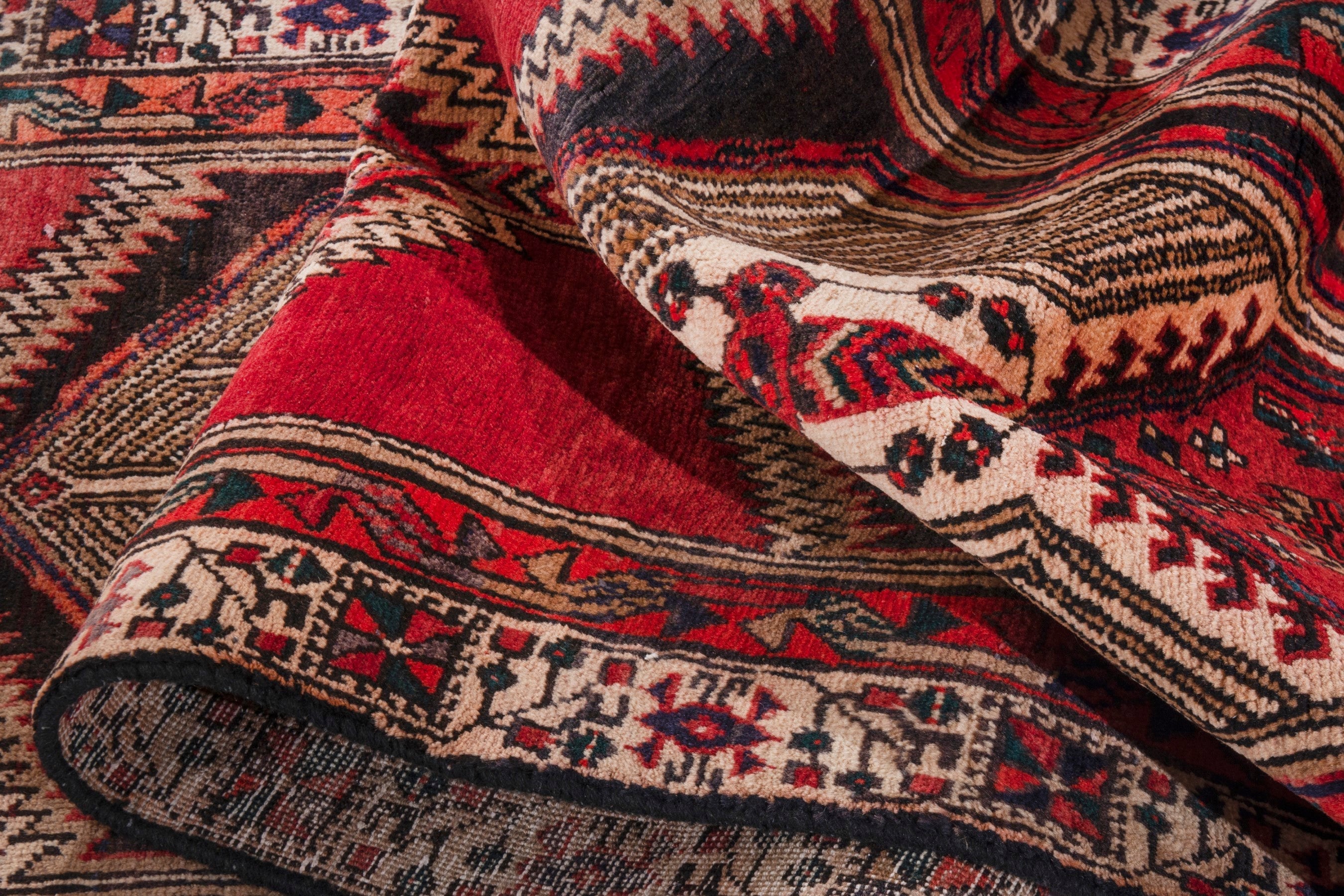 Persian Ardabil runner rug in deep red and cream, view 20 of 22