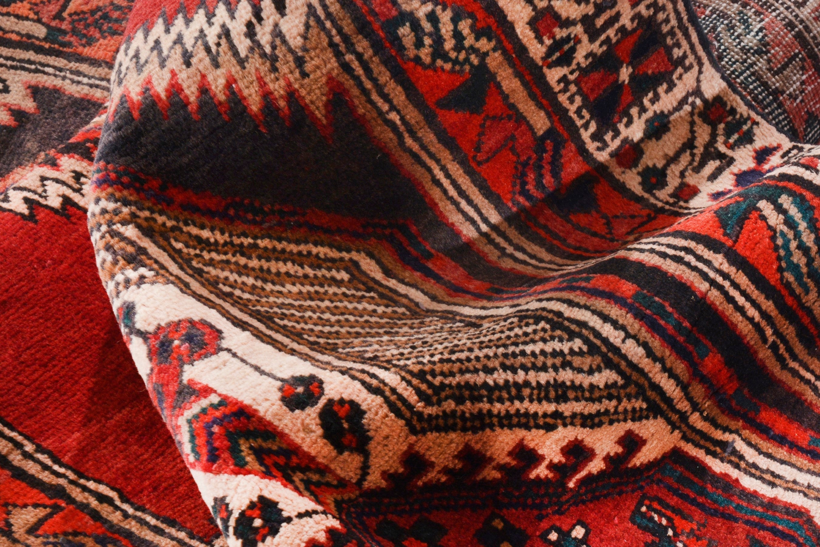 Persian Ardabil runner rug in deep red and cream, view 21 of 22