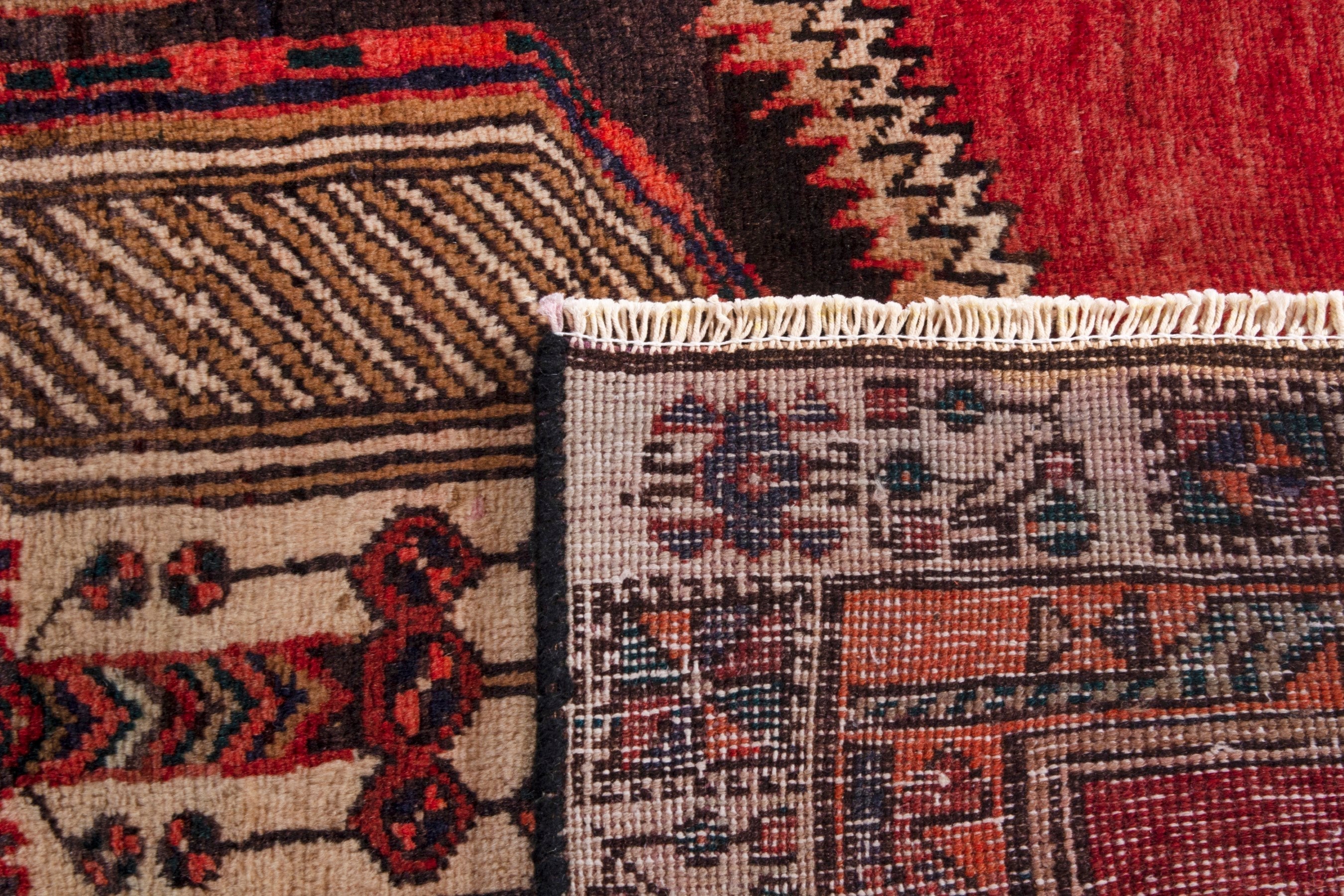 Persian Ardabil runner rug in deep red and cream, view 22 of 22
