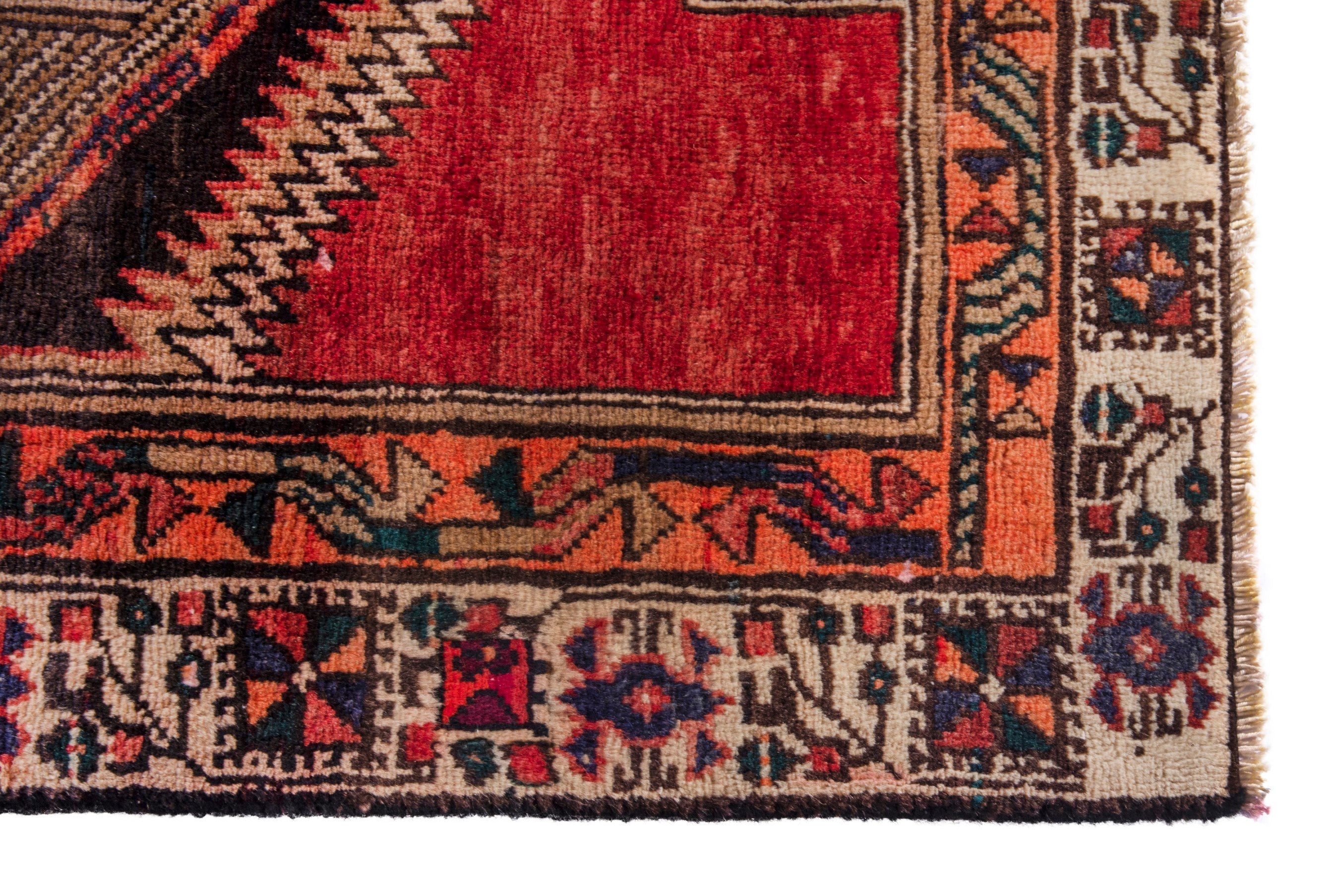 Persian Ardabil runner rug in deep red and cream, view 9 of 22