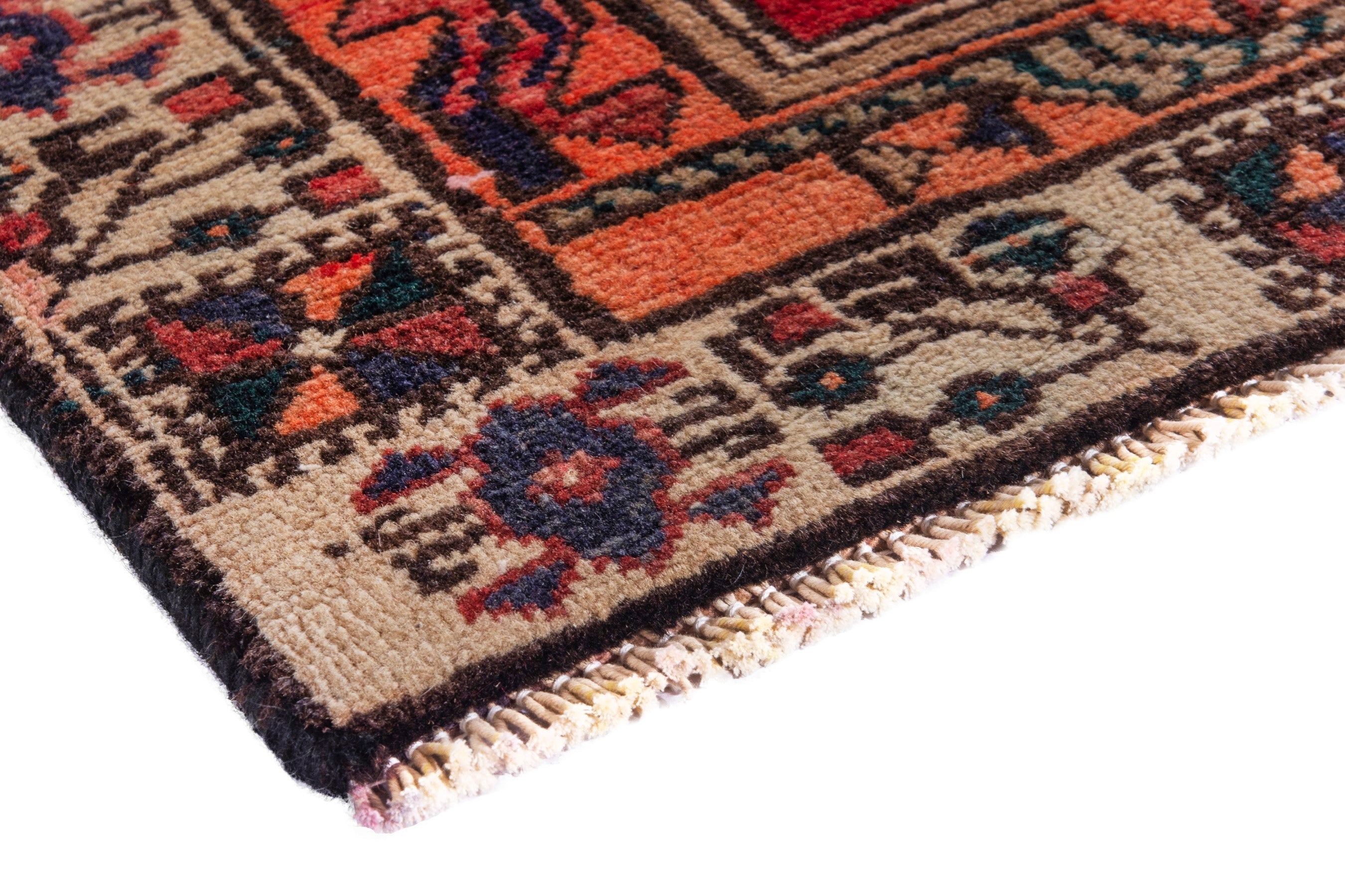 Persian Ardabil runner rug in deep red and cream, view 4 of 22