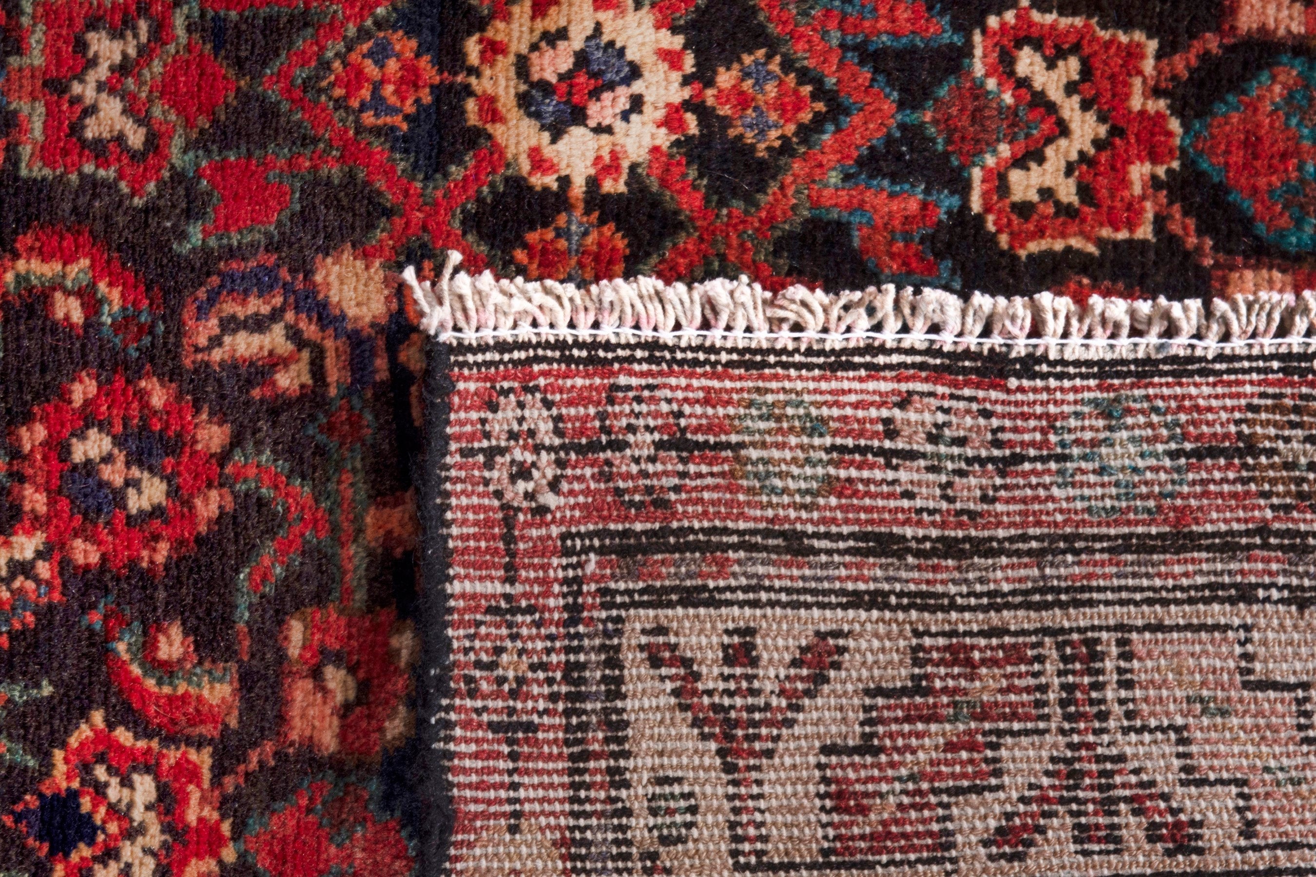 Persian Hamedan runner rug in burgundy and cream, view 21 of 21