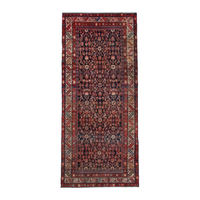 Persian Hamadan runner rug in burgundy and cream, 3'11" x 8'10"