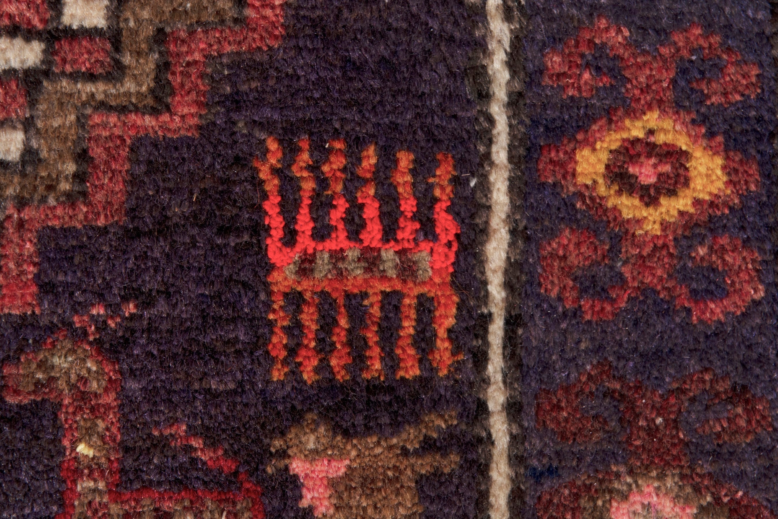 Persian Hamedan runner rug in deep red and dark brown, view 13 of 23