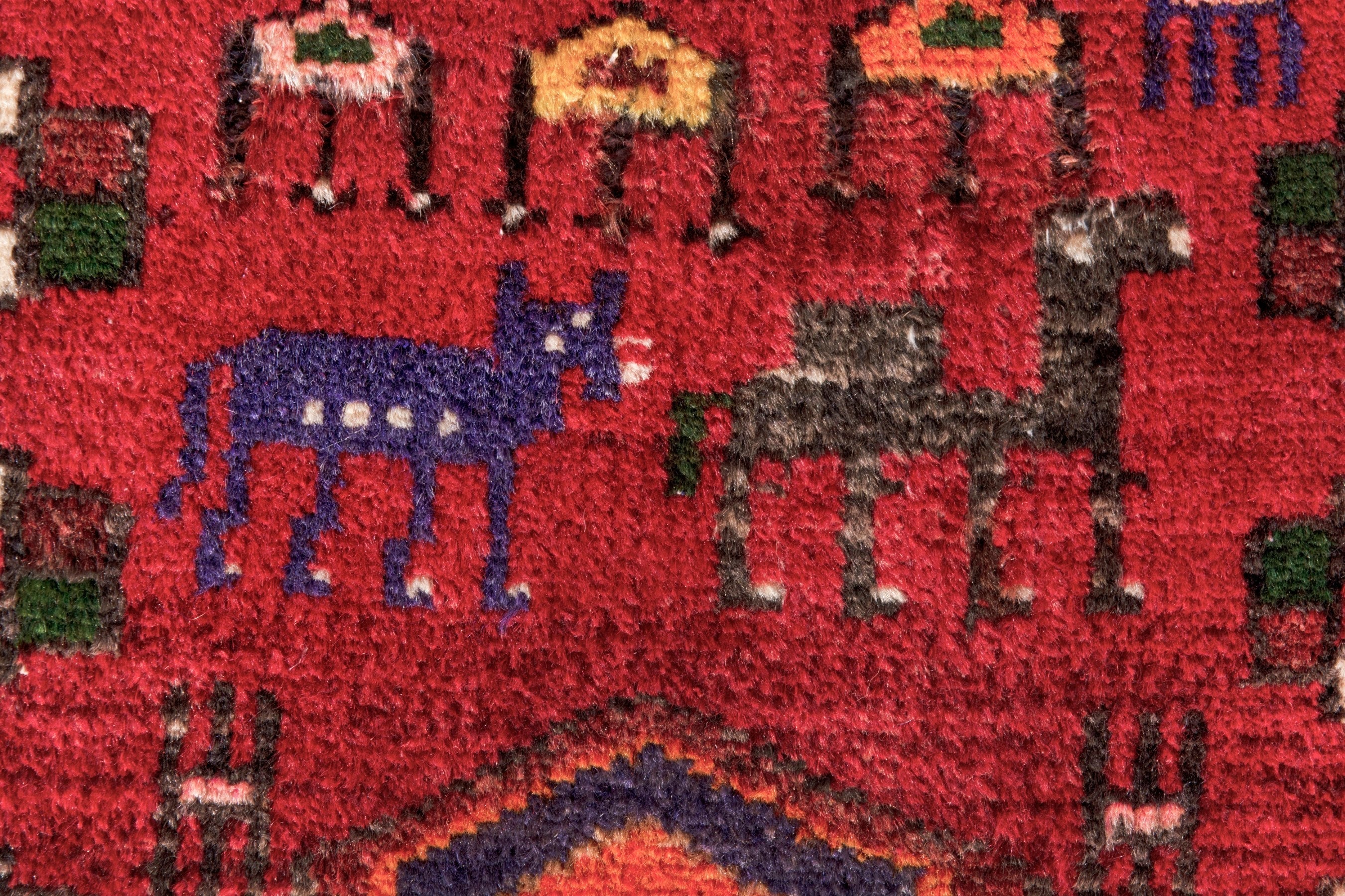 Persian Hamedan runner rug in deep red and dark brown, view 14 of 23