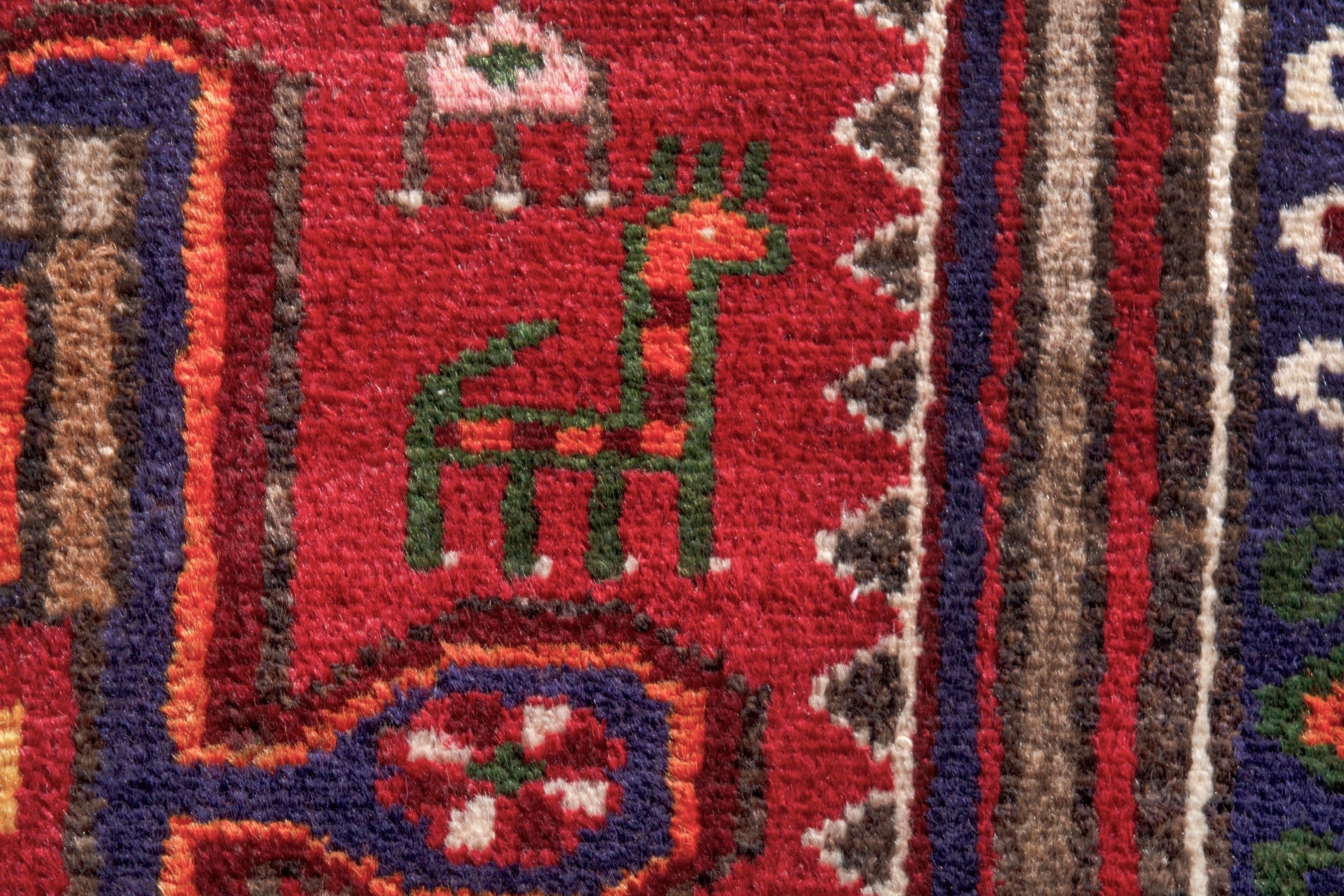 Persian Hamedan runner rug in deep red and dark brown, view 16 of 23