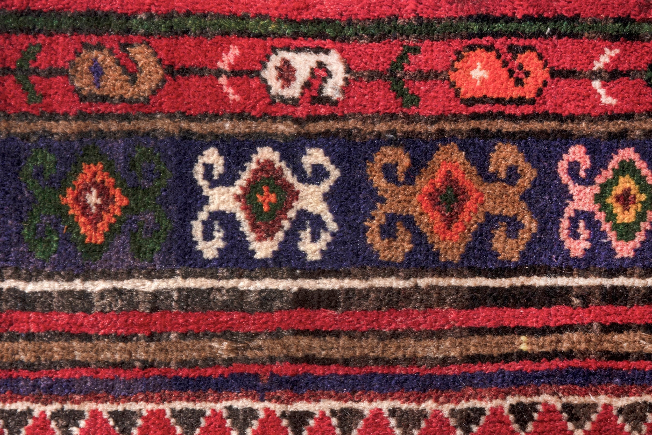 Persian Hamedan runner rug in deep red and dark brown, view 17 of 23