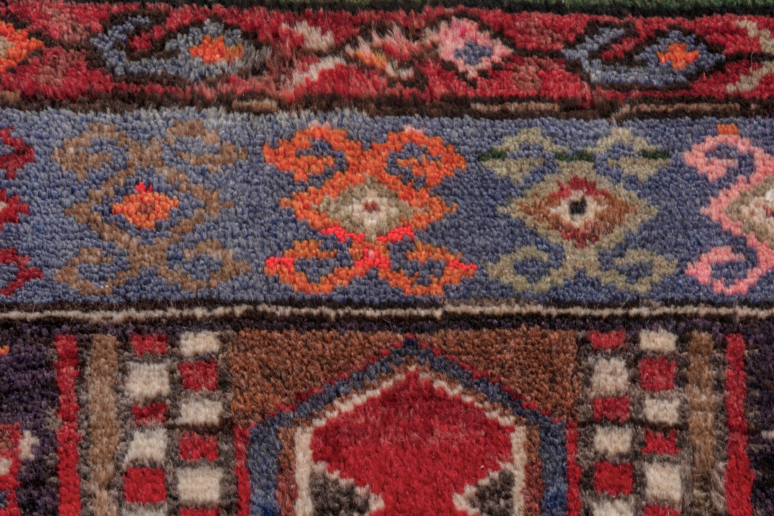 Persian Hamedan runner rug in deep red and dark brown, view 18 of 23