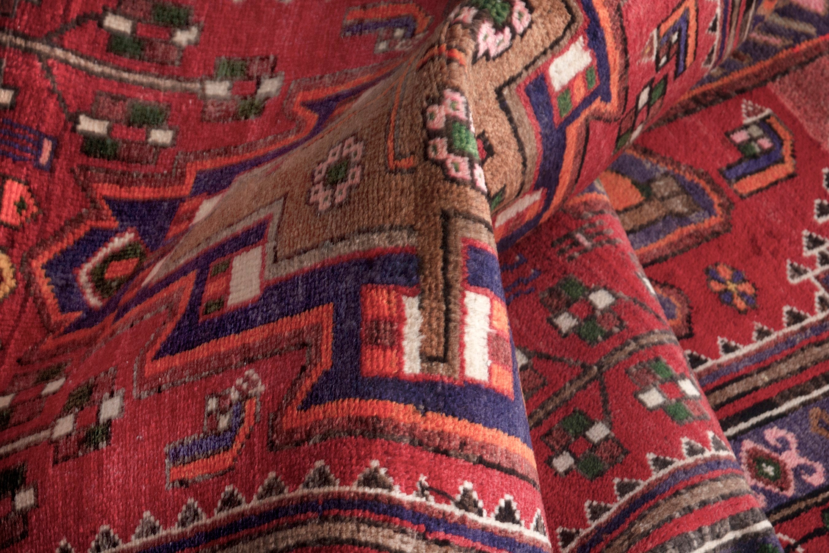 Persian Hamedan runner rug in deep red and dark brown, view 19 of 23