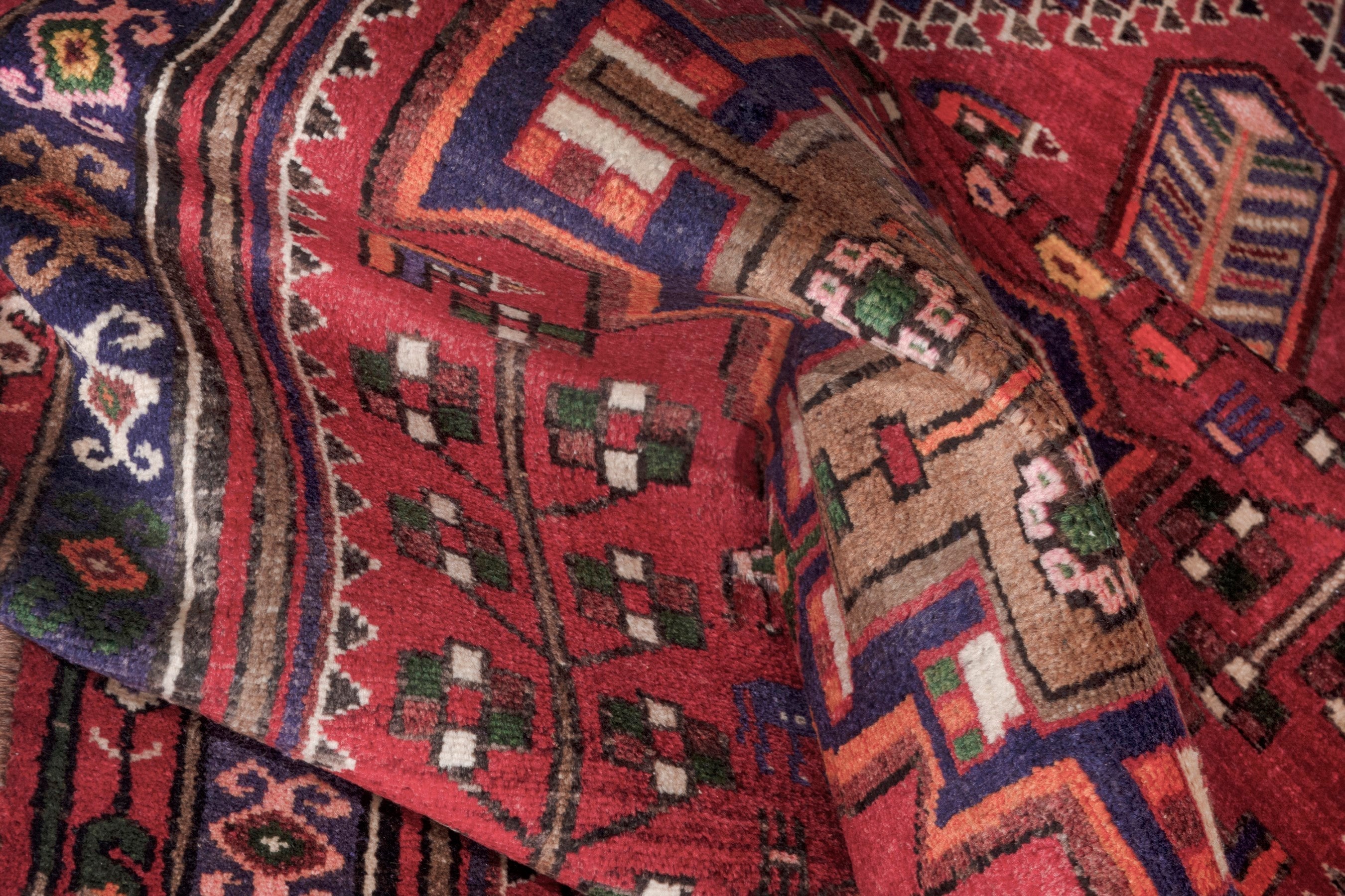 Persian Hamedan runner rug in deep red and dark brown, view 20 of 23