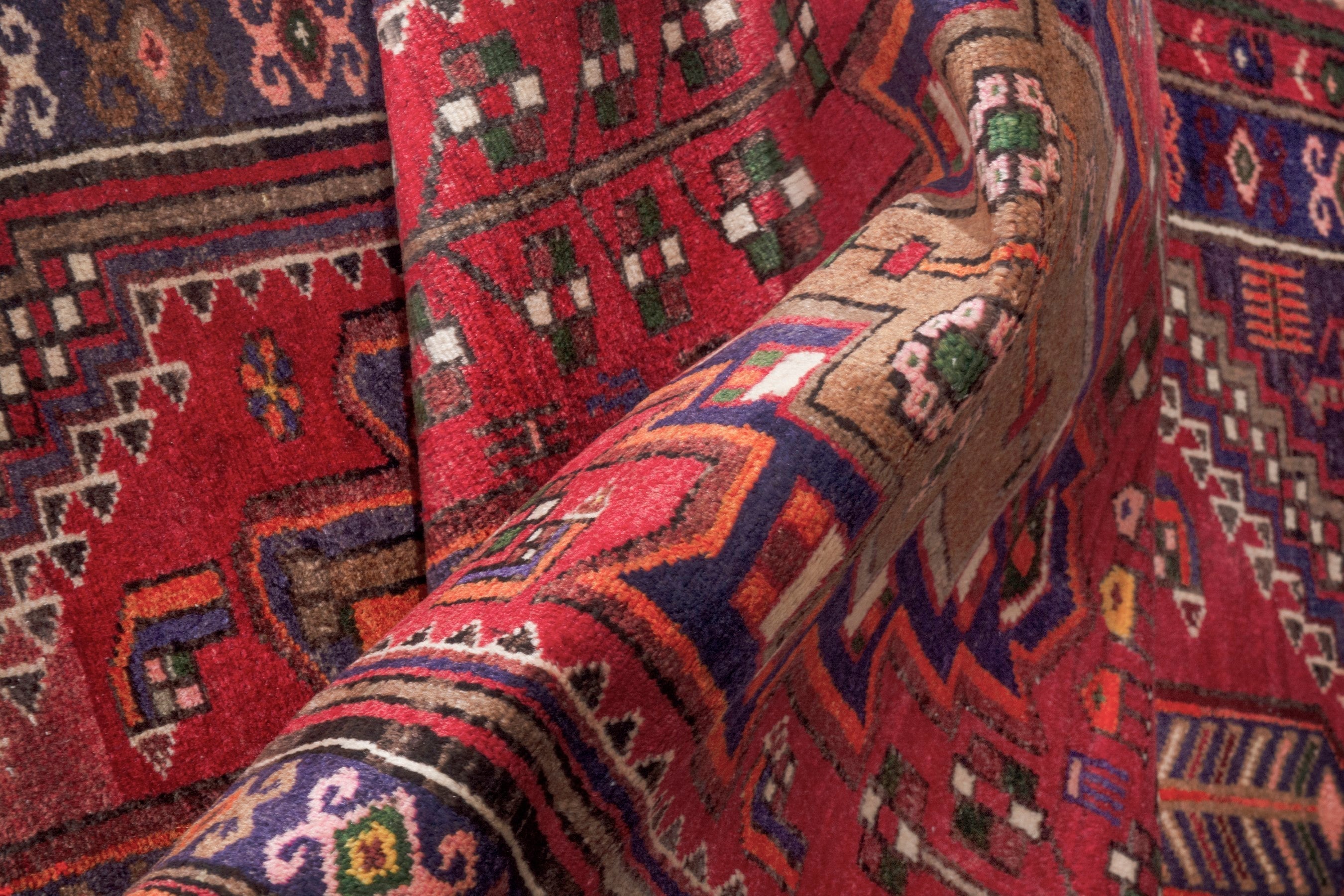 Persian Hamedan runner rug in deep red and dark brown, view 21 of 23