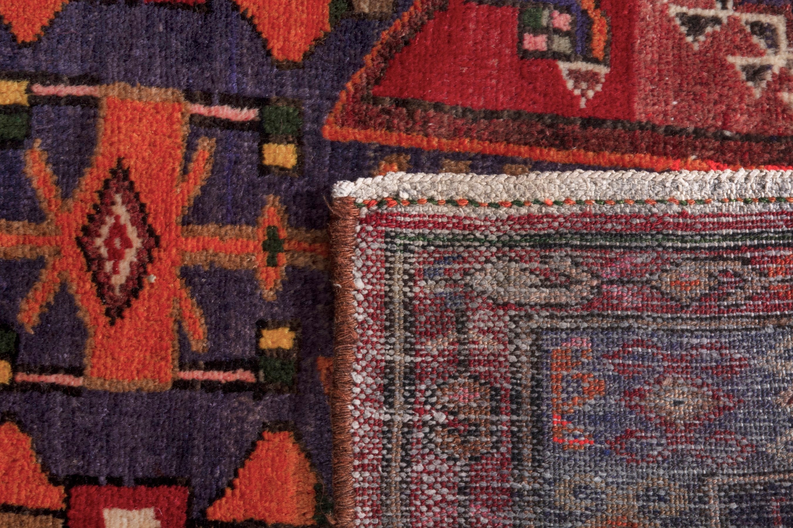 Persian Hamedan runner rug in deep red and dark brown, view 23 of 23