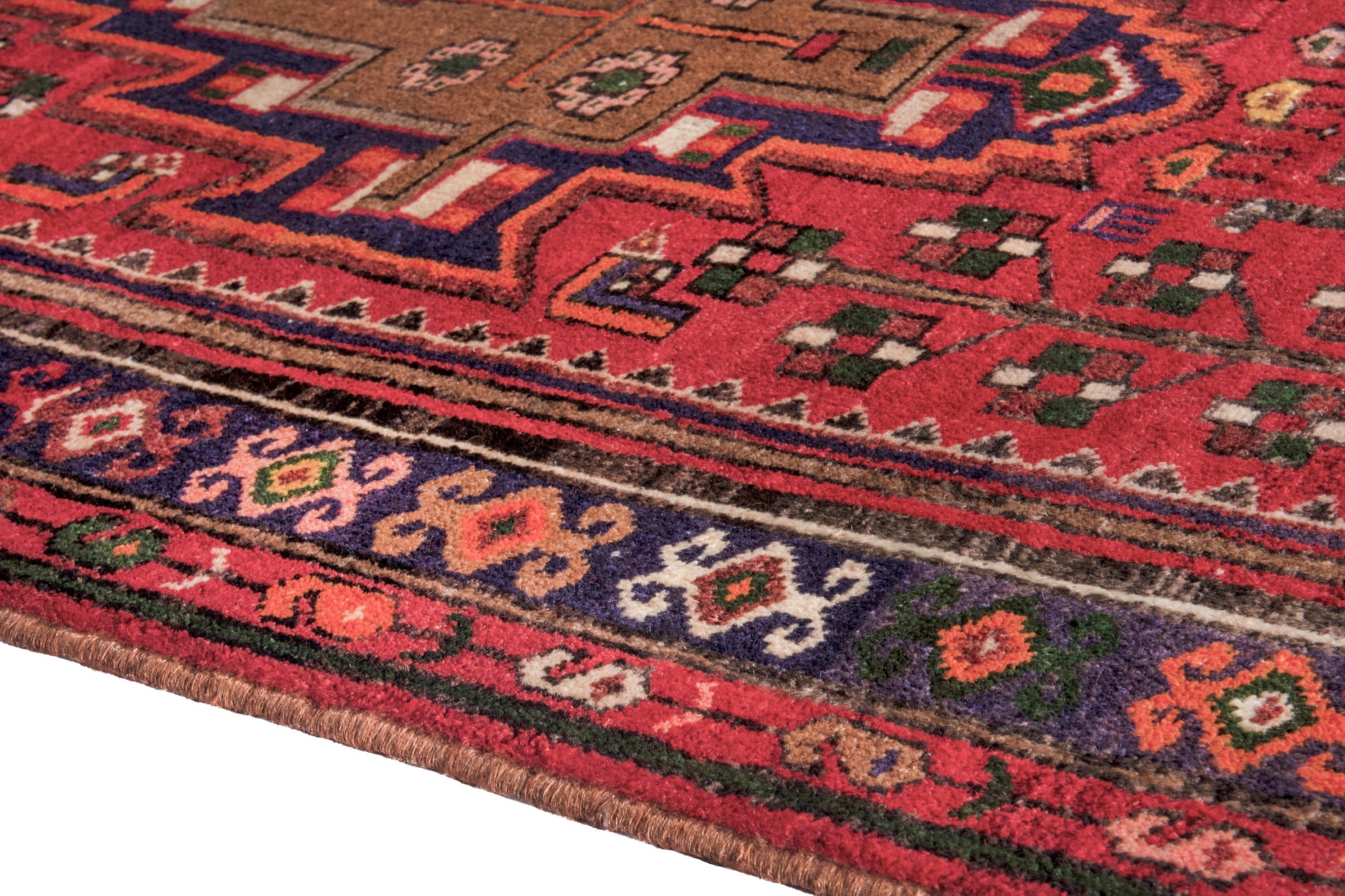 Persian Hamedan runner rug in deep red and dark brown, view 5 of 23