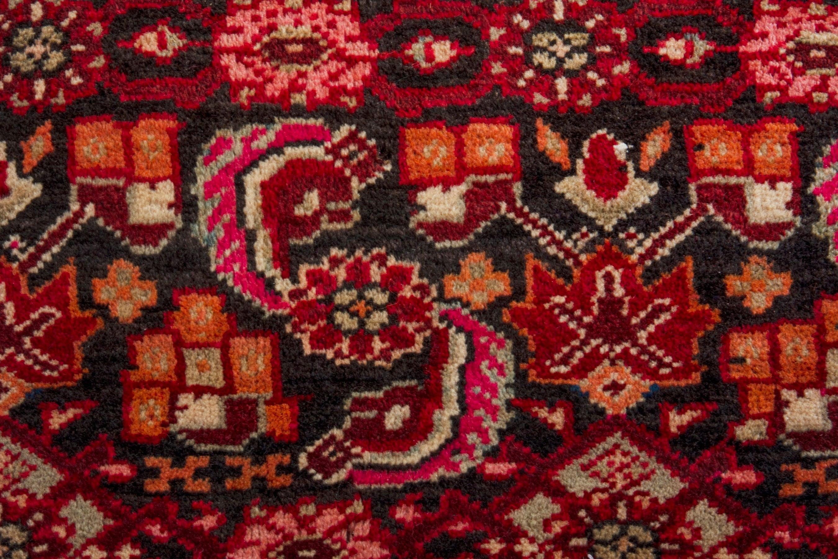 Persian Ardabil area rug in burgundy and antique gold, view 12 of 22