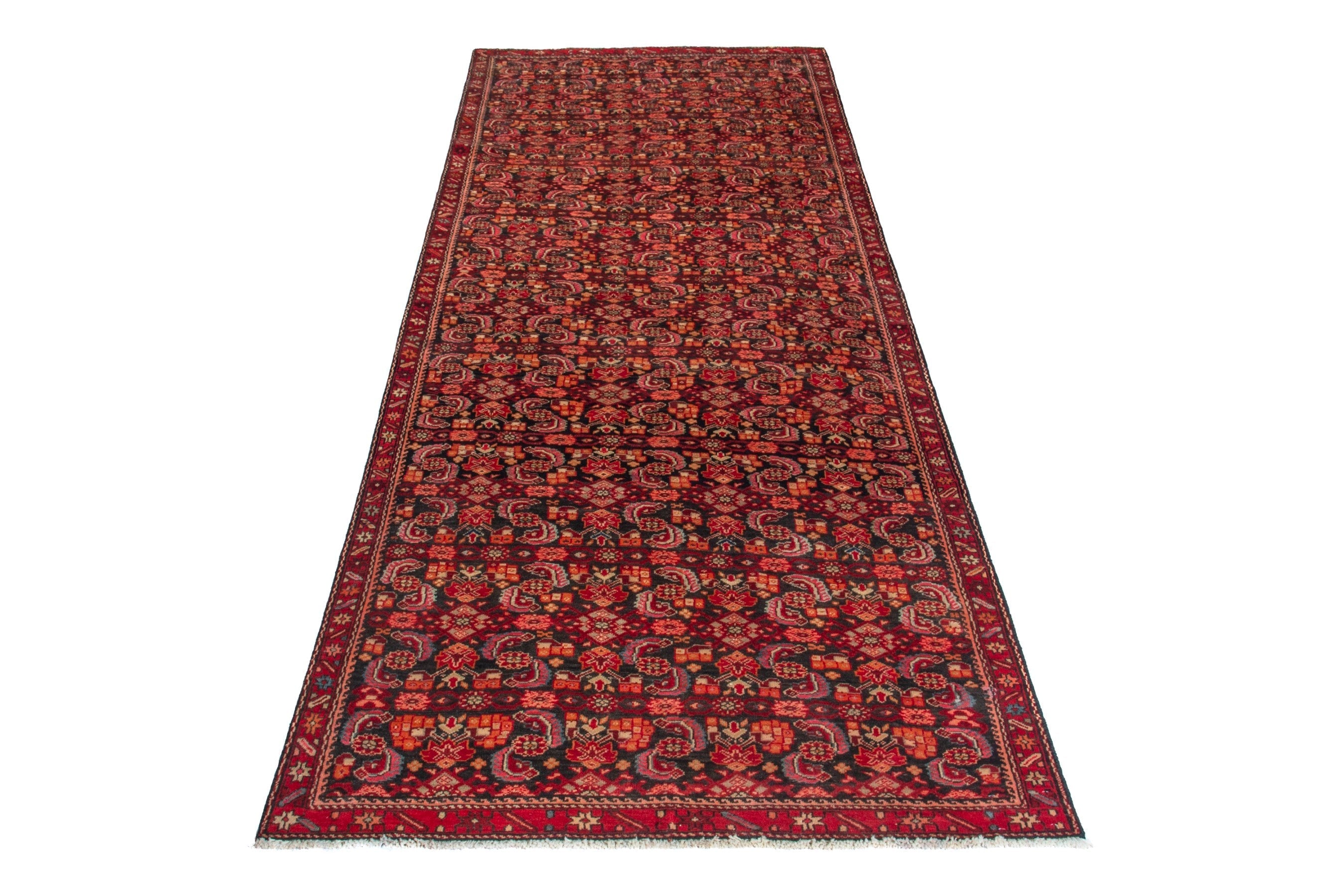 Persian Ardabil area rug in burgundy and antique gold, view 3 of 22