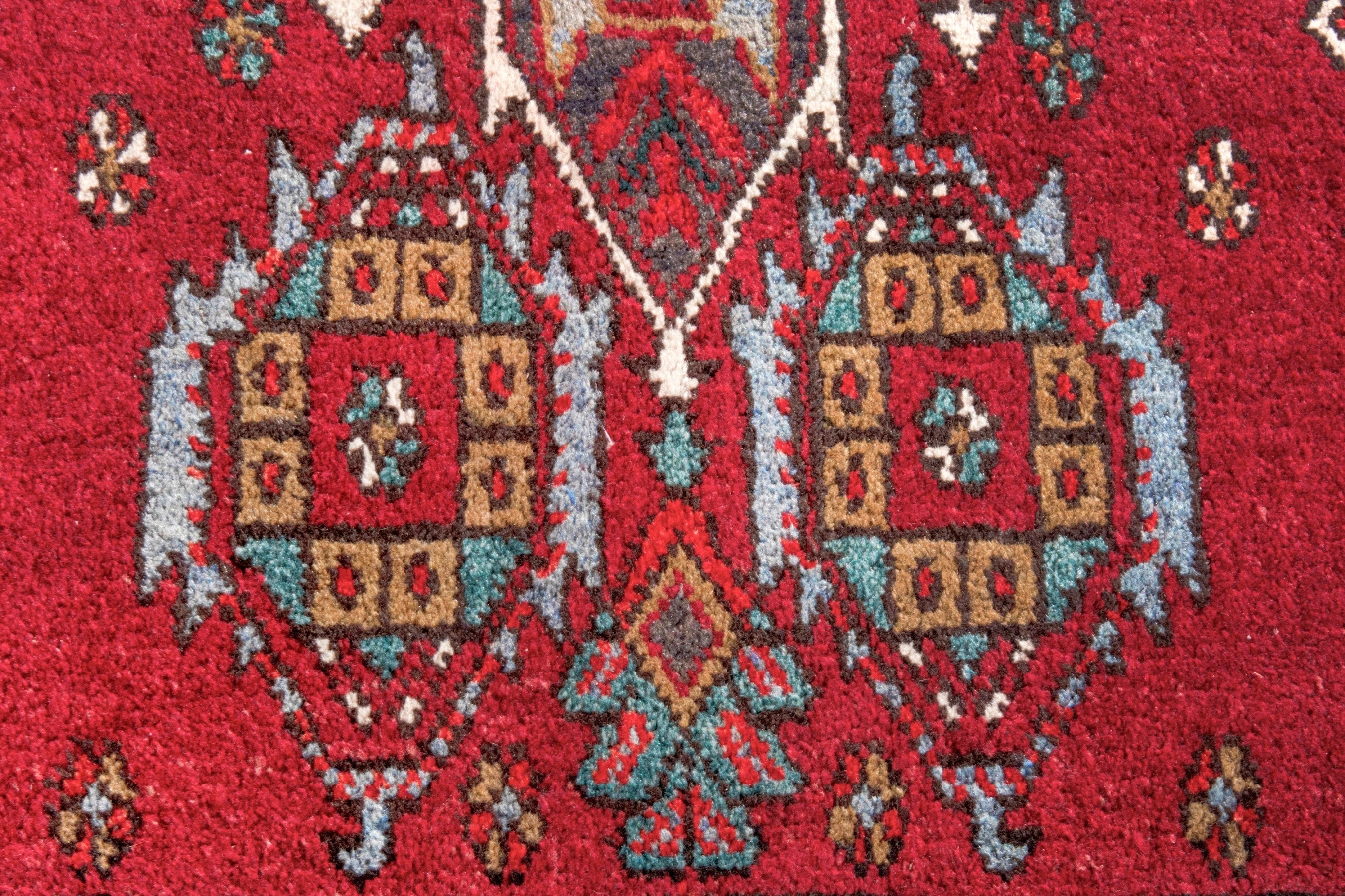 Persian Azerbaijan runner rug in deep red and cream, view 11 of 24