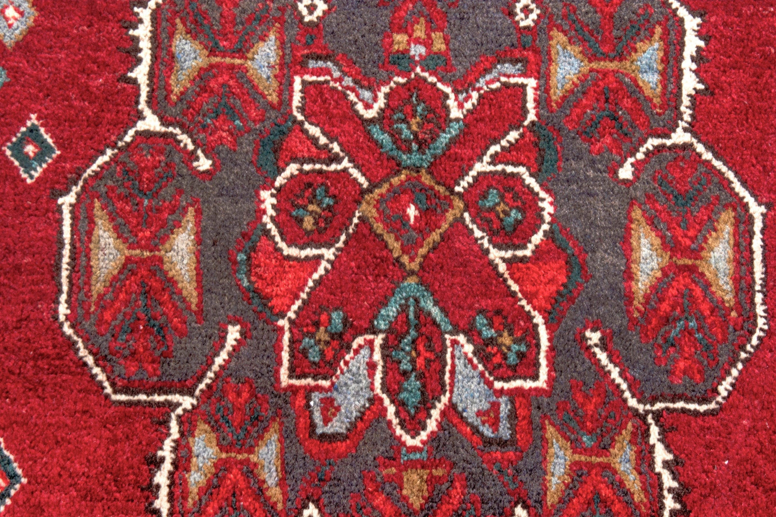 Persian Azerbaijan runner rug in deep red and cream, view 12 of 24