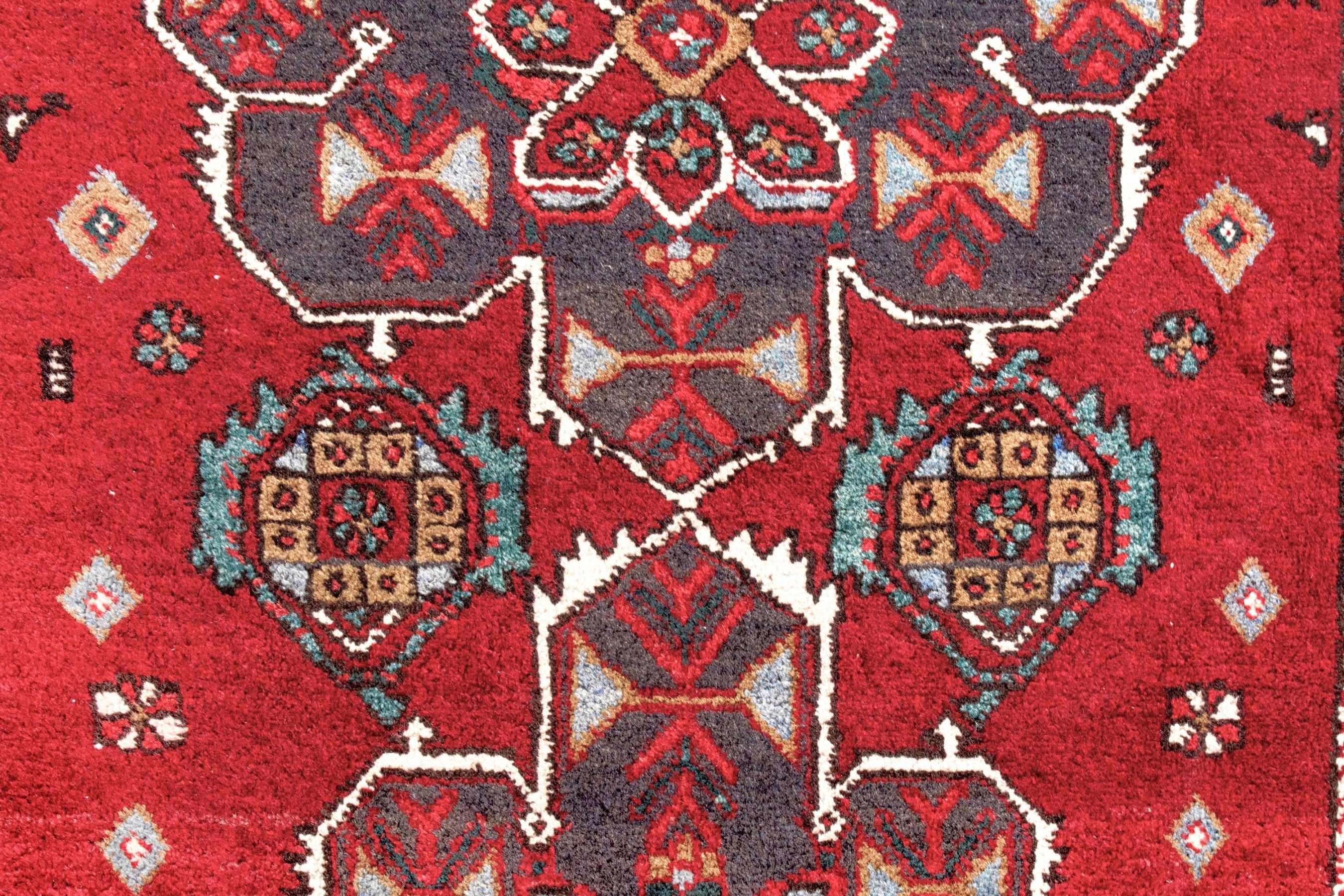 Persian Azerbaijan runner rug in deep red and cream, view 13 of 24