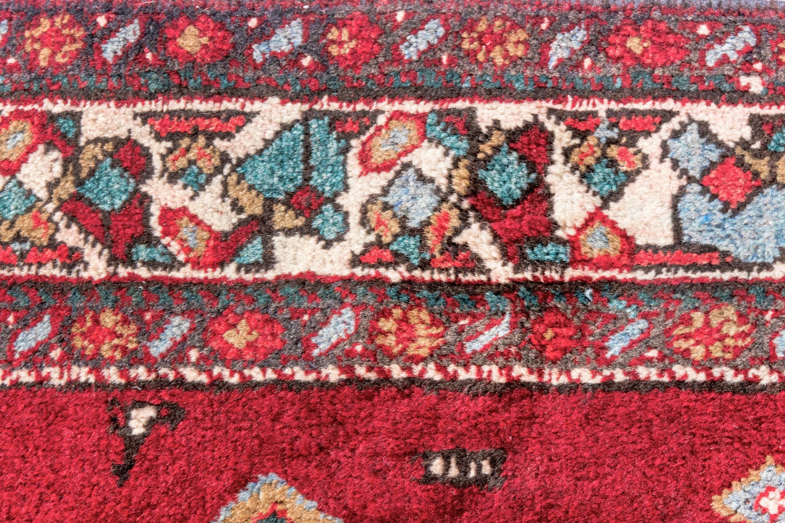 Persian Azerbaijan runner rug in deep red and cream, view 14 of 24