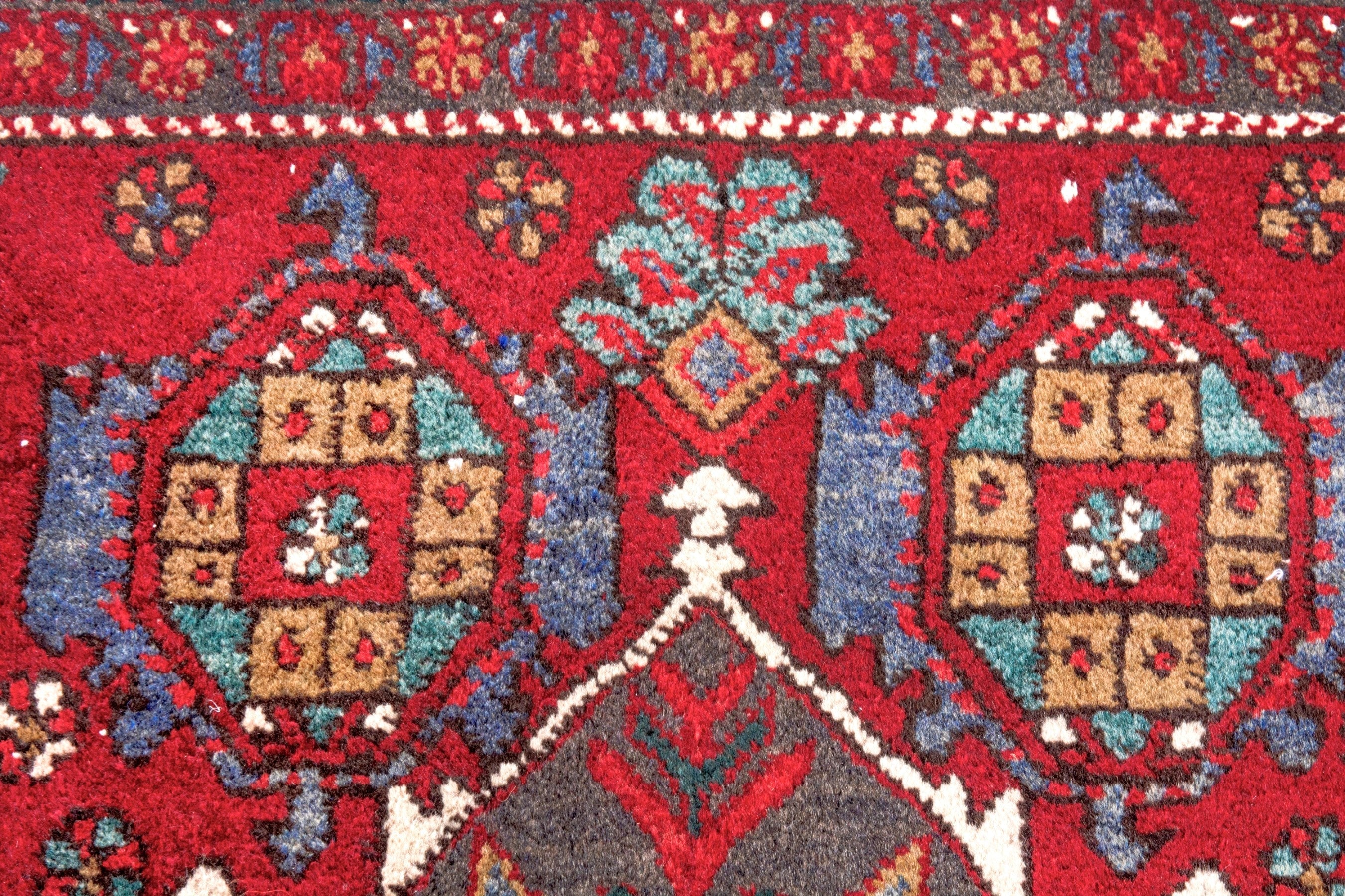 Persian Azerbaijan runner rug in deep red and cream, view 15 of 24