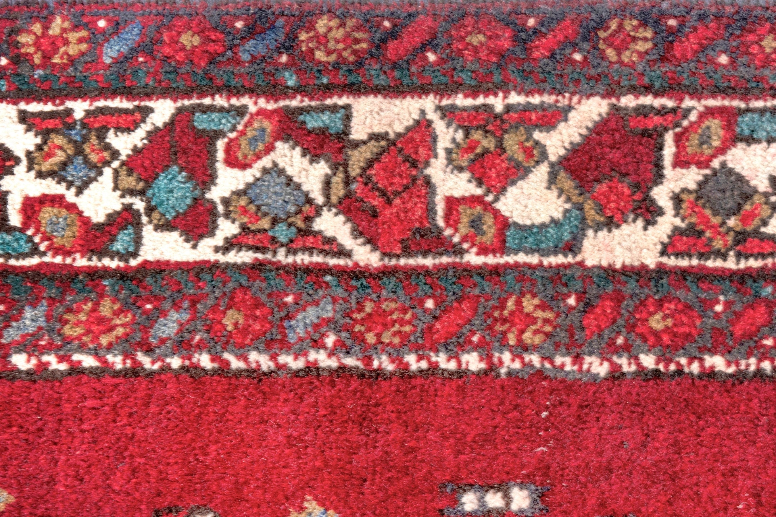 Persian Azerbaijan runner rug in deep red and cream, view 16 of 24