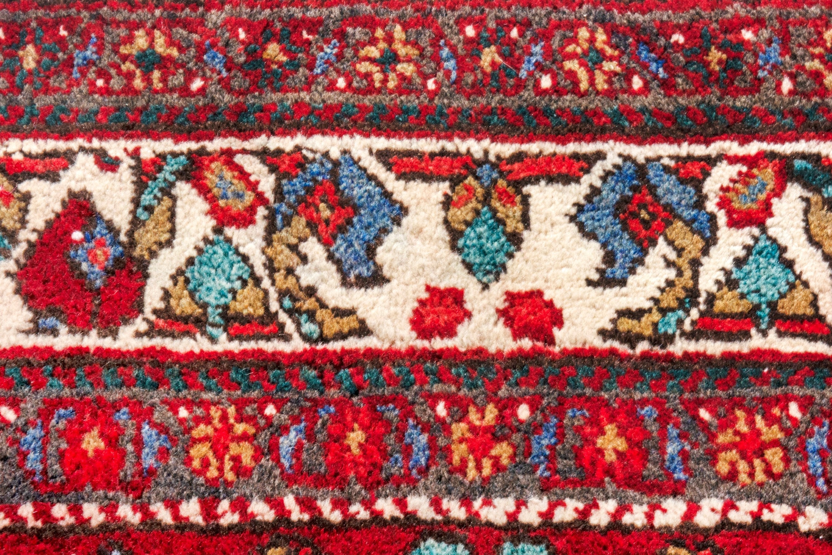 Persian Azerbaijan runner rug in deep red and cream, view 17 of 24