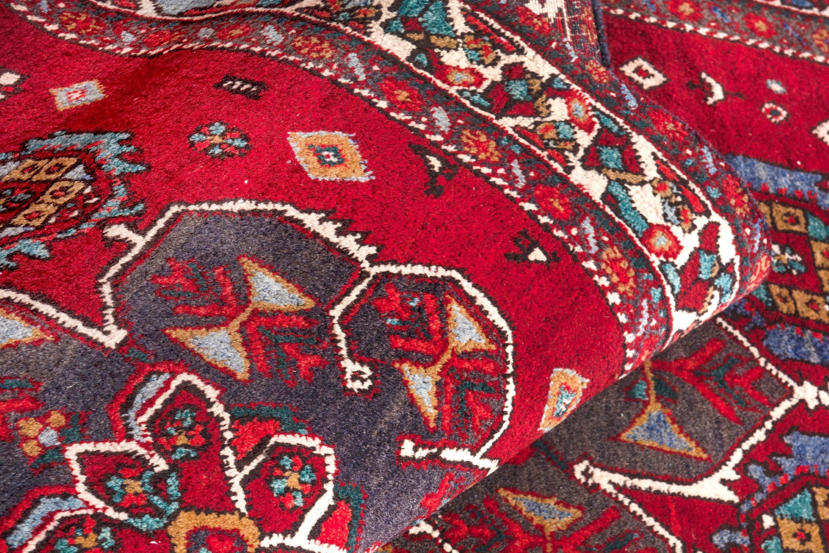 Persian Azerbaijan runner rug in deep red and cream, view 19 of 24