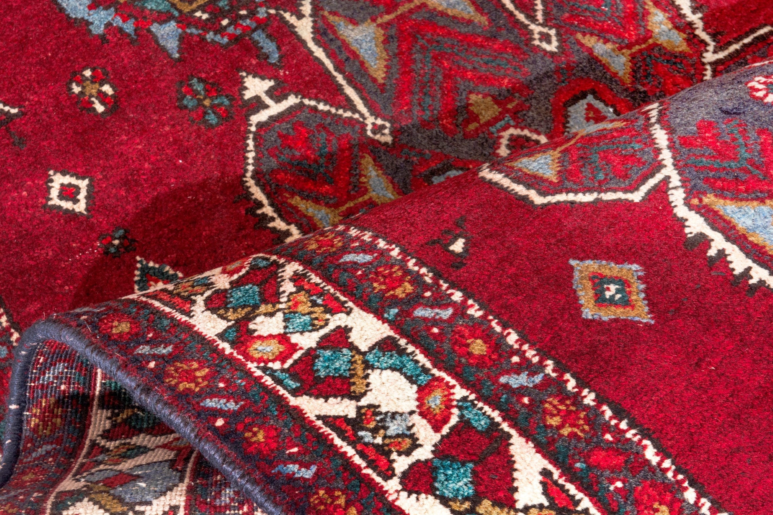 Persian Azerbaijan runner rug in deep red and cream, view 20 of 24