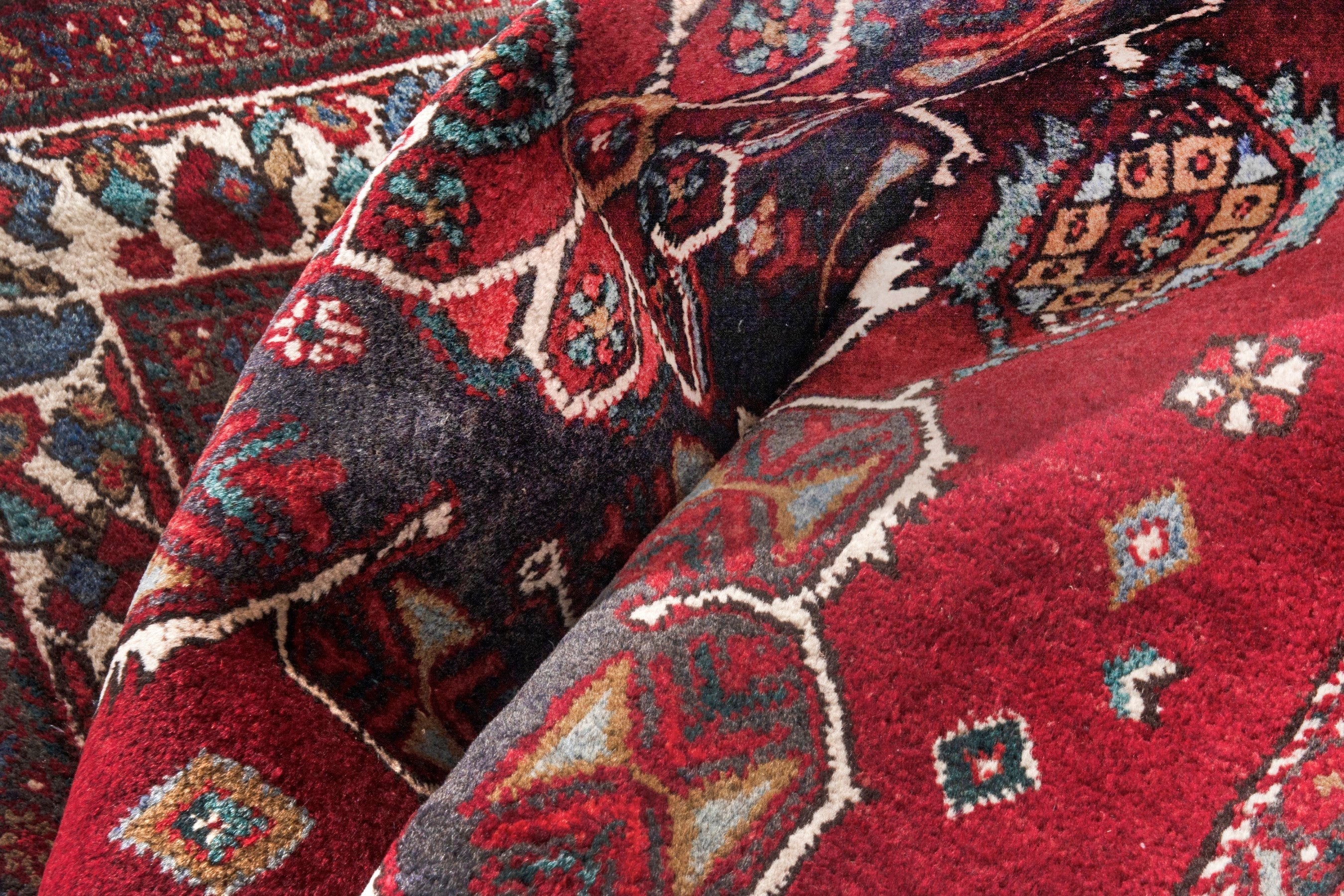 Persian Azerbaijan runner rug in deep red and cream, view 21 of 24