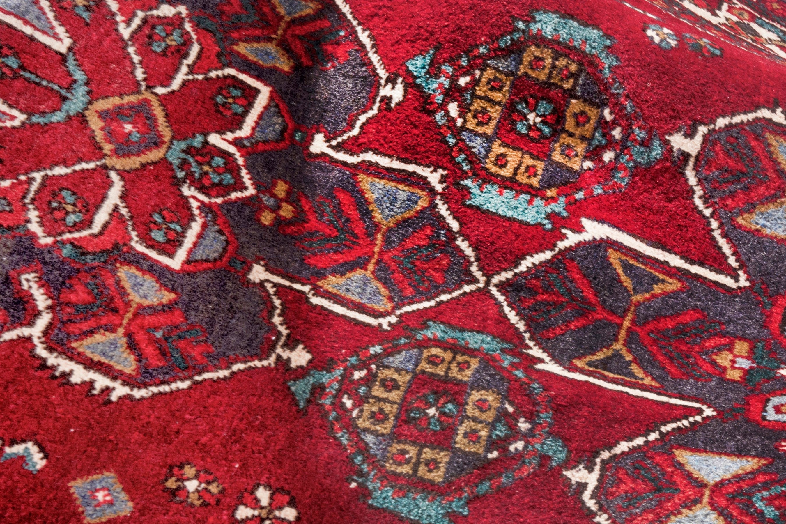 Persian Azerbaijan runner rug in deep red and cream, view 22 of 24