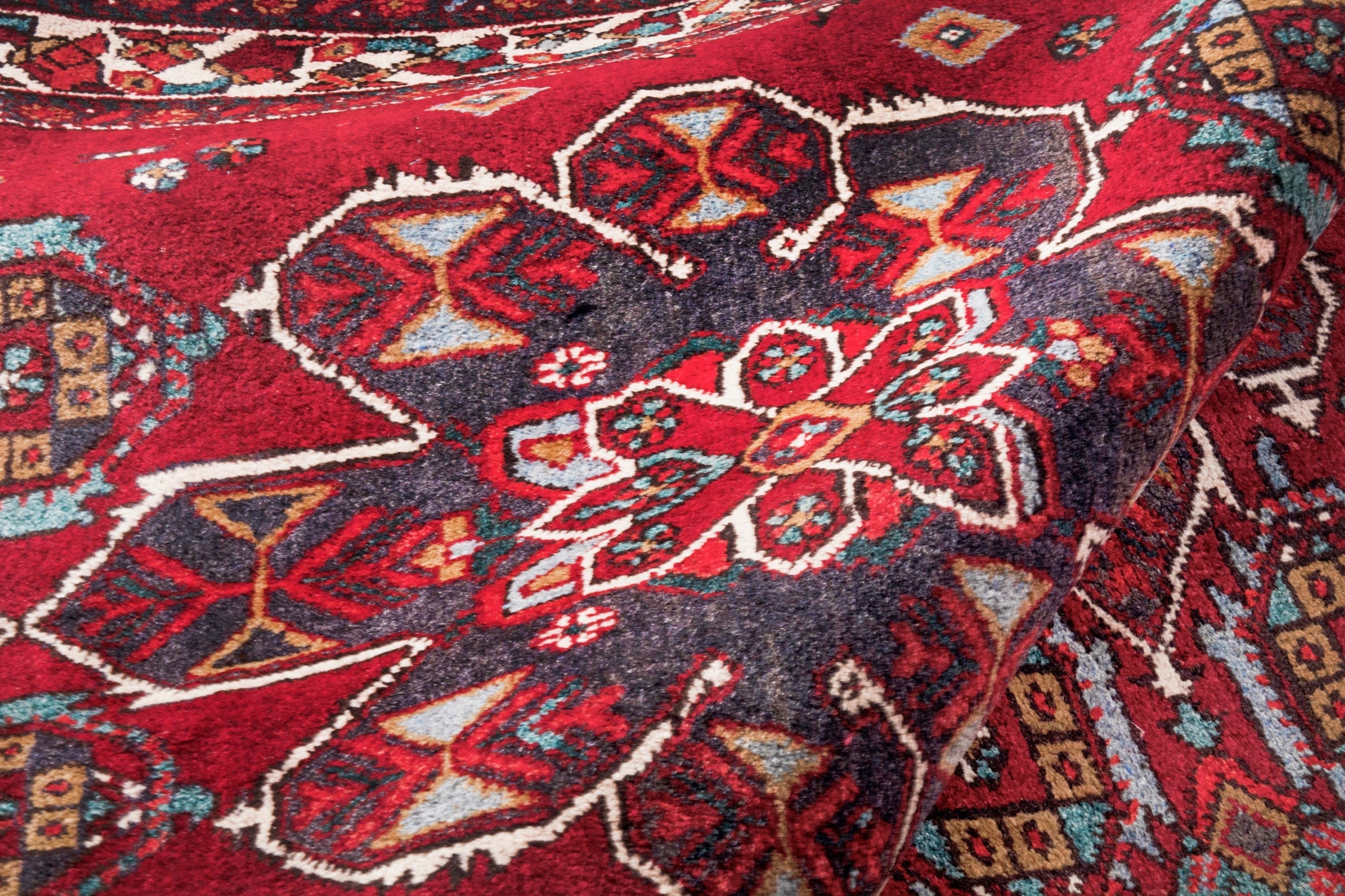 Persian Azerbaijan runner rug in deep red and cream, view 23 of 24