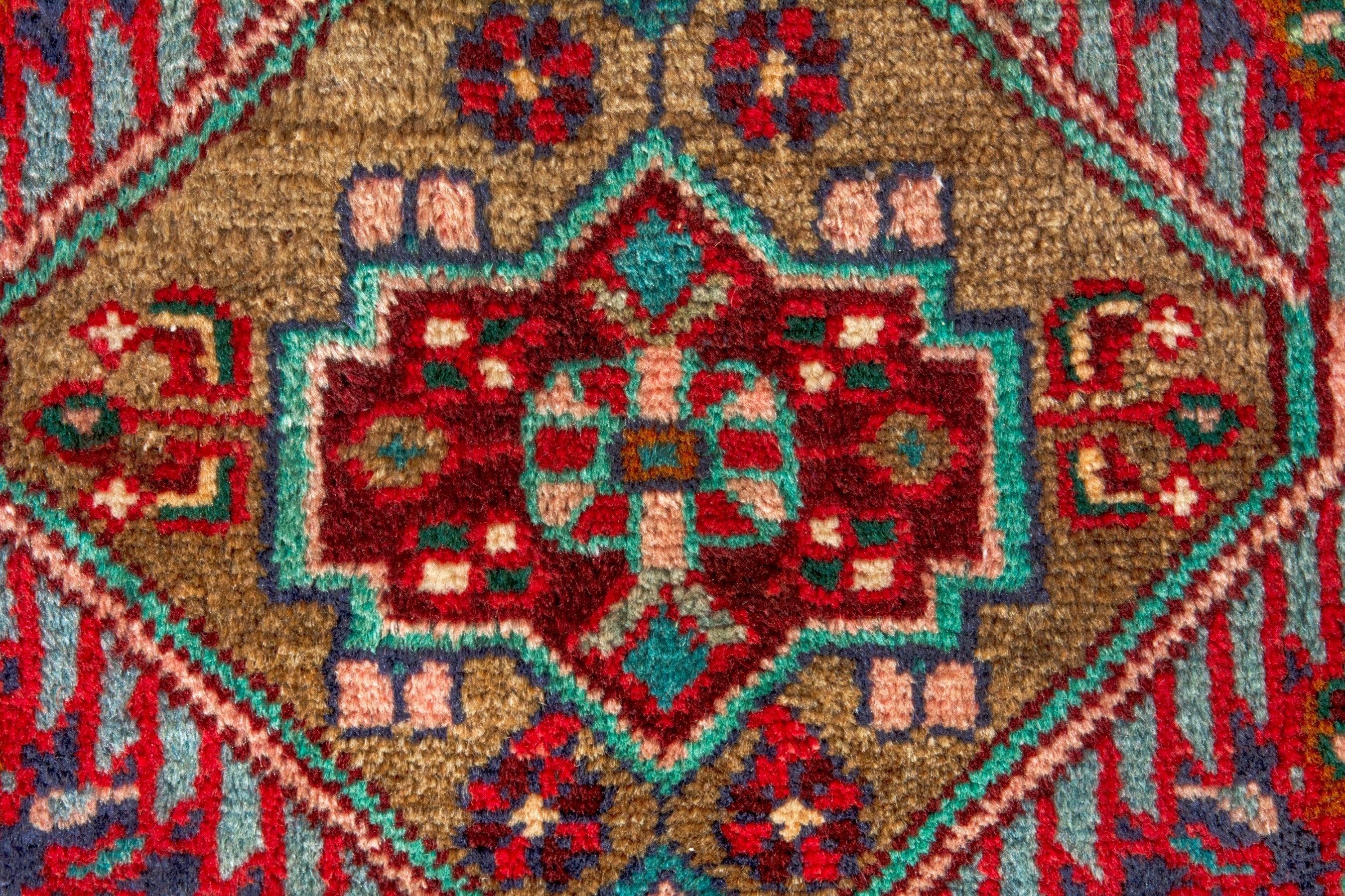Persian Hamedan runner rug in burgundy and cream, view 11 of 14
