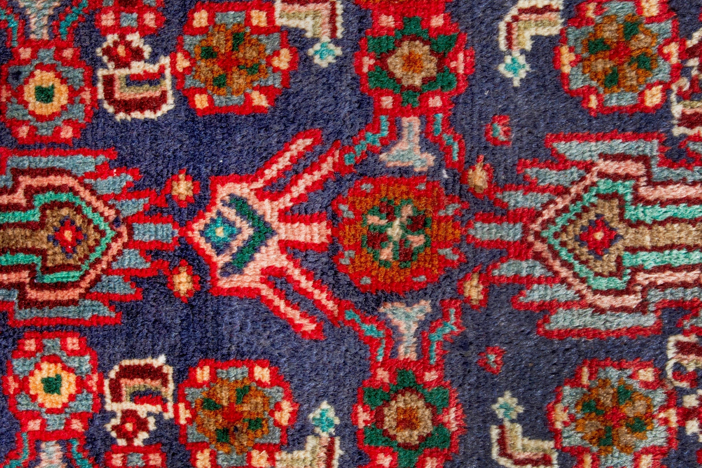 Persian Hamedan runner rug in burgundy and cream, view 12 of 14